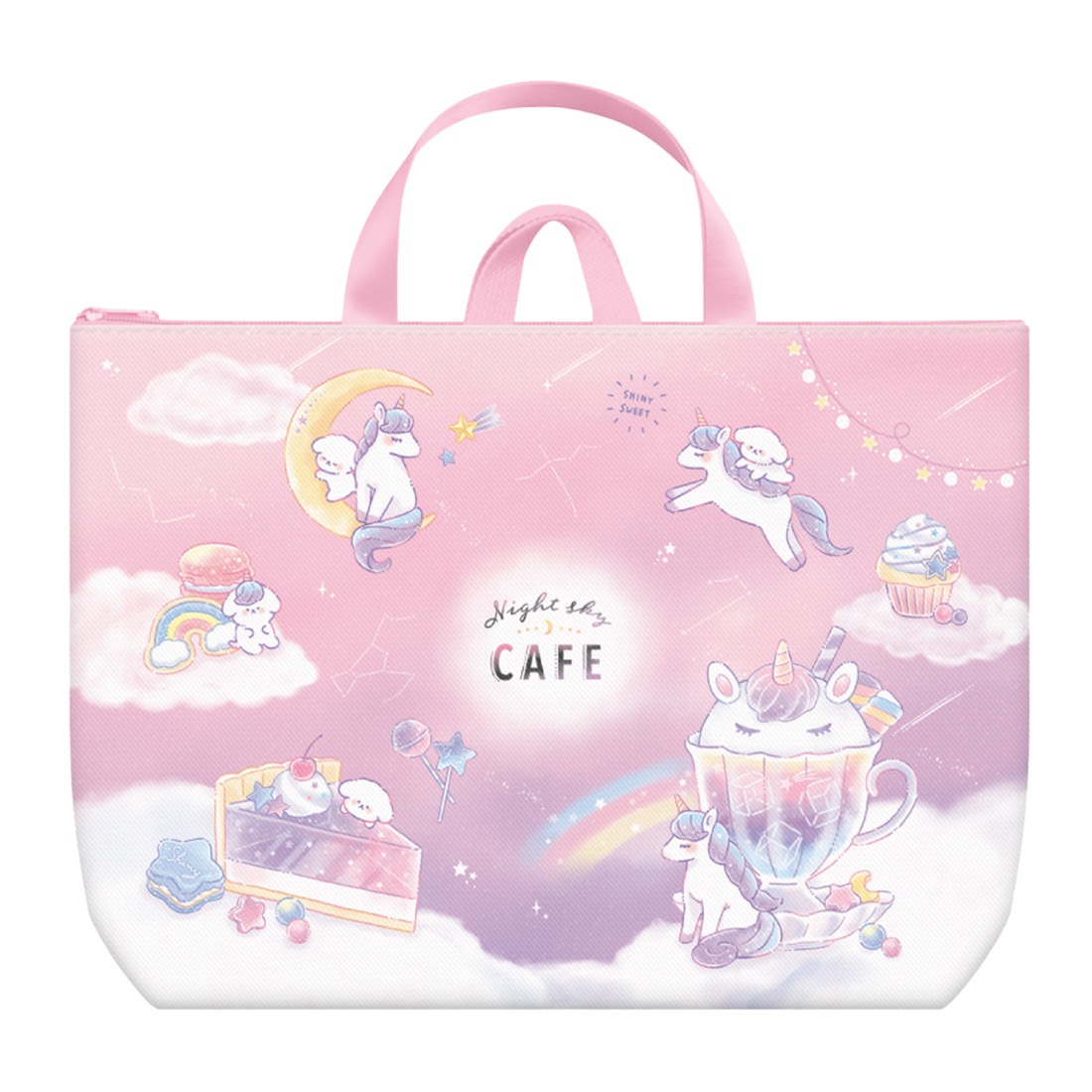 レッスンバッグ 女の子 習い事バッグ トートバッグ 通園バッグ サブバッグ 通学 ショルダー 幼稚園 保育園 小学校 低学年 入学準備 入園 キッズ 子供 ネームタグ ポケット ファスナー オバケーヌ ユニコーン パープル ピンク 水色 ミンナデオデカケ ナイトスカイカフェ