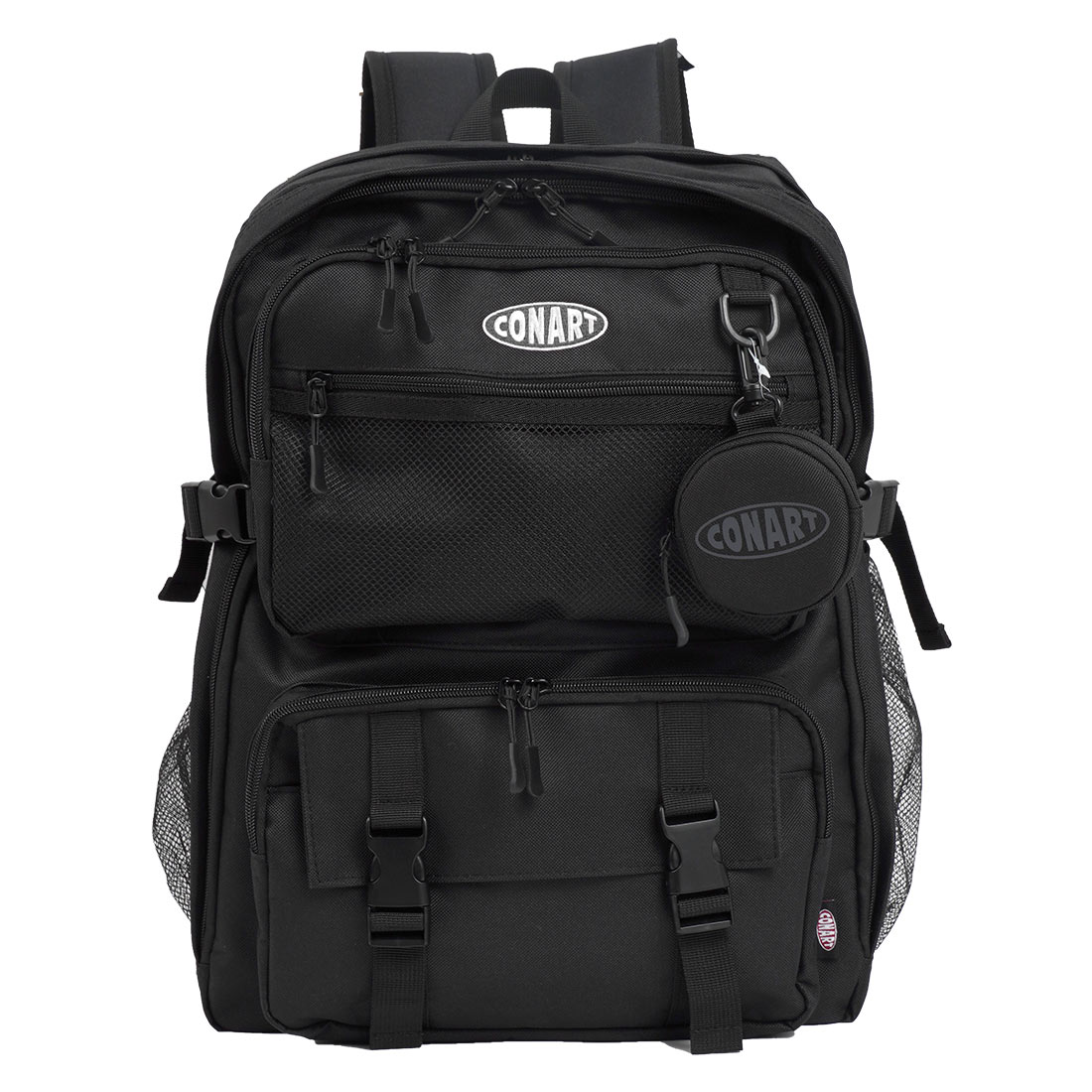 リュック CONART コナート 通学 女子 高校生 男子 大容量 通勤 レディース メンズ 中学生 大学生 大人 おしゃれ バックパック リュックサック デイパック ボックス型 32L A4 B4 PC 収納 多機能 メッシュポケット 軽量 大きめ 黒 ブラック シンプル 旅行 軽量 防災 部活 合宿
