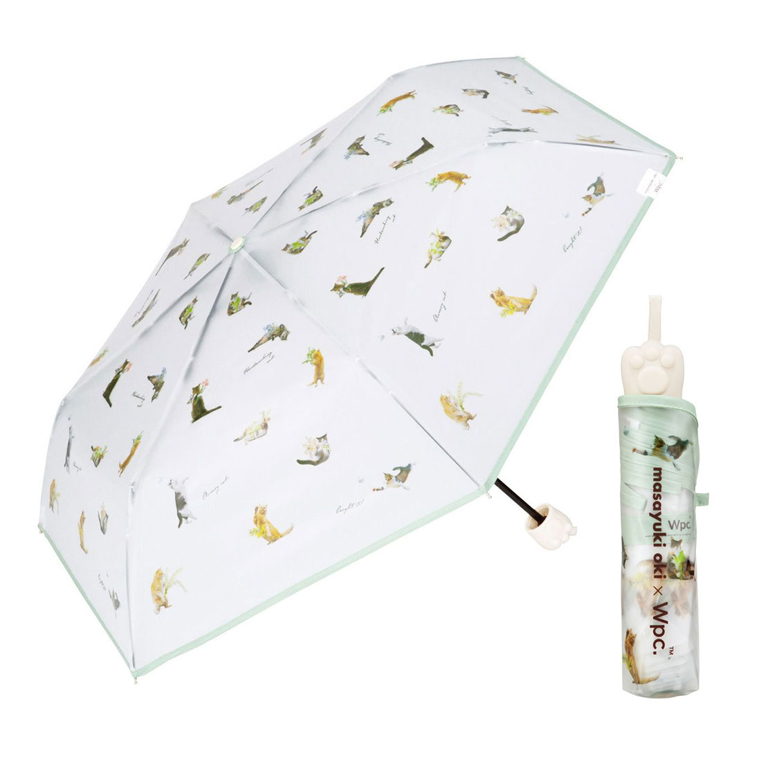 折りたたみ傘 レディース wpc ねこ 猫 雨傘 折り畳み 傘 アンブレにゃん ミニ 沖昌之 かわいい おしゃれ 半透明 ブランド コラボ 動物 アニマル ネコ ねこ柄 ビニール傘 折れにくい グラスファイバー 可愛い 肉球 女性 大人 ジュニア傘 オフ ホワイト ミント アイボリー