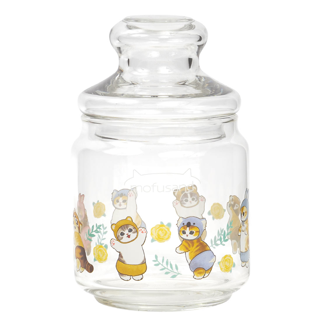 ガラスキャニスター mofusand もふさんど サメにゃん 蓋付き かわいい 日本製 おしゃれ 小物入れ ねこ 透明 小瓶 保存容器 猫 ぢゅの グッズ 雑貨 誕生日 プレゼント ギフト 箱付き 見せる収納 レトロ インテリア クリア うさにゃん 鮫うさぎ 着ぐるみ キャラクター フタ付