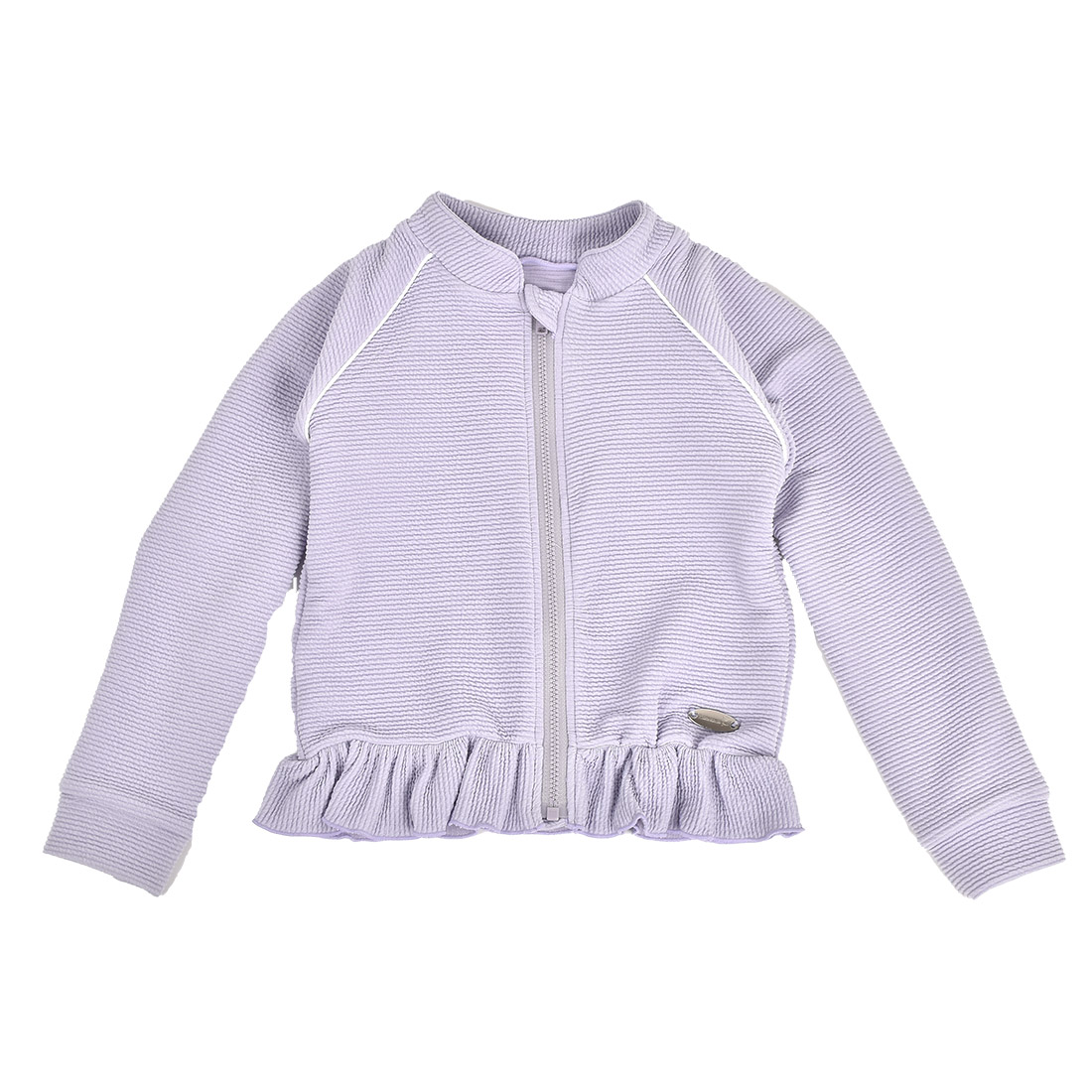 ラッシュガード キッズ BREEZE ブリーズ 女の子 フードなし 長袖 フリル 水着 120 130 140cm ジッパー 小学生 子ども 女子 かわいい おしゃれ ジュニア UVカット 日焼け対策 紫外線対策 前開き ファスナー プール スイミング 海水浴 水泳 ビーチ 低学年 高学年 スイムウェア