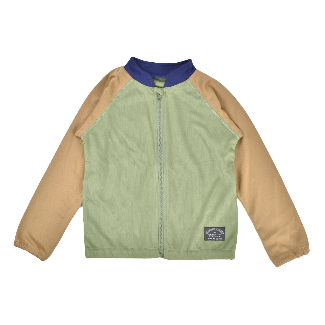 ラッシュガード キッズ ampersand アンパサンド 男の子 女の子 水着 小学生 男子 フードなし 長袖 120 130 140cm ジッパー ジュニア 子ども UVカット 日焼け対策 紫外線対策 前開き ファスナー プール スイミング 海 水泳 低学年 高学年 スイムウェア トップス 無地 シンプル