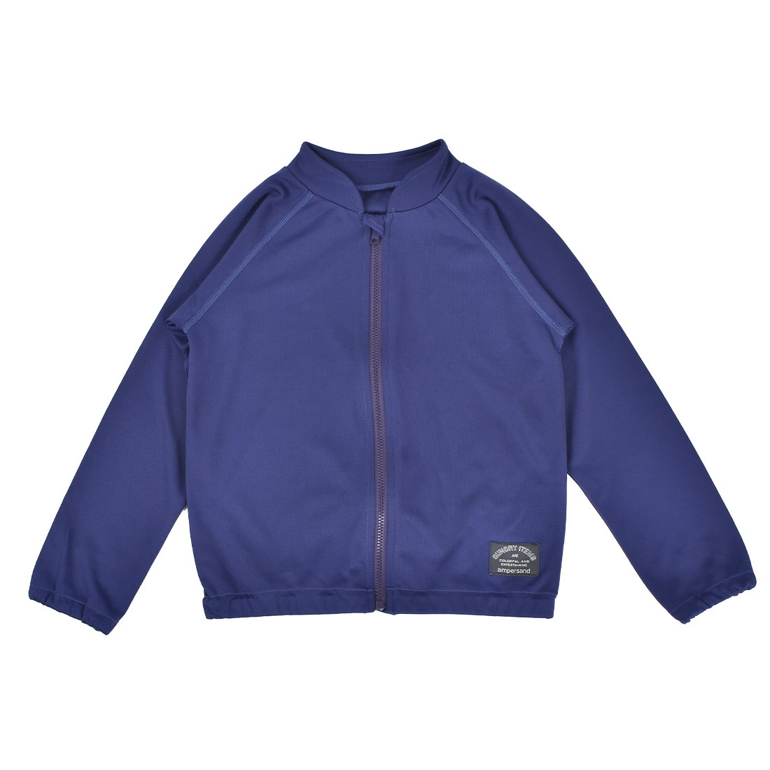 ラッシュガード キッズ ampersand アンパサンド 男の子 女の子 水着 小学生 男子 フードなし 長袖 120 130 140cm ジッパー ジュニア 子ども UVカット 日焼け対策 紫外線対策 前開き ファスナー プール スイミング 海 水泳 低学年 高学年 スイムウェア トップス 無地 シンプル