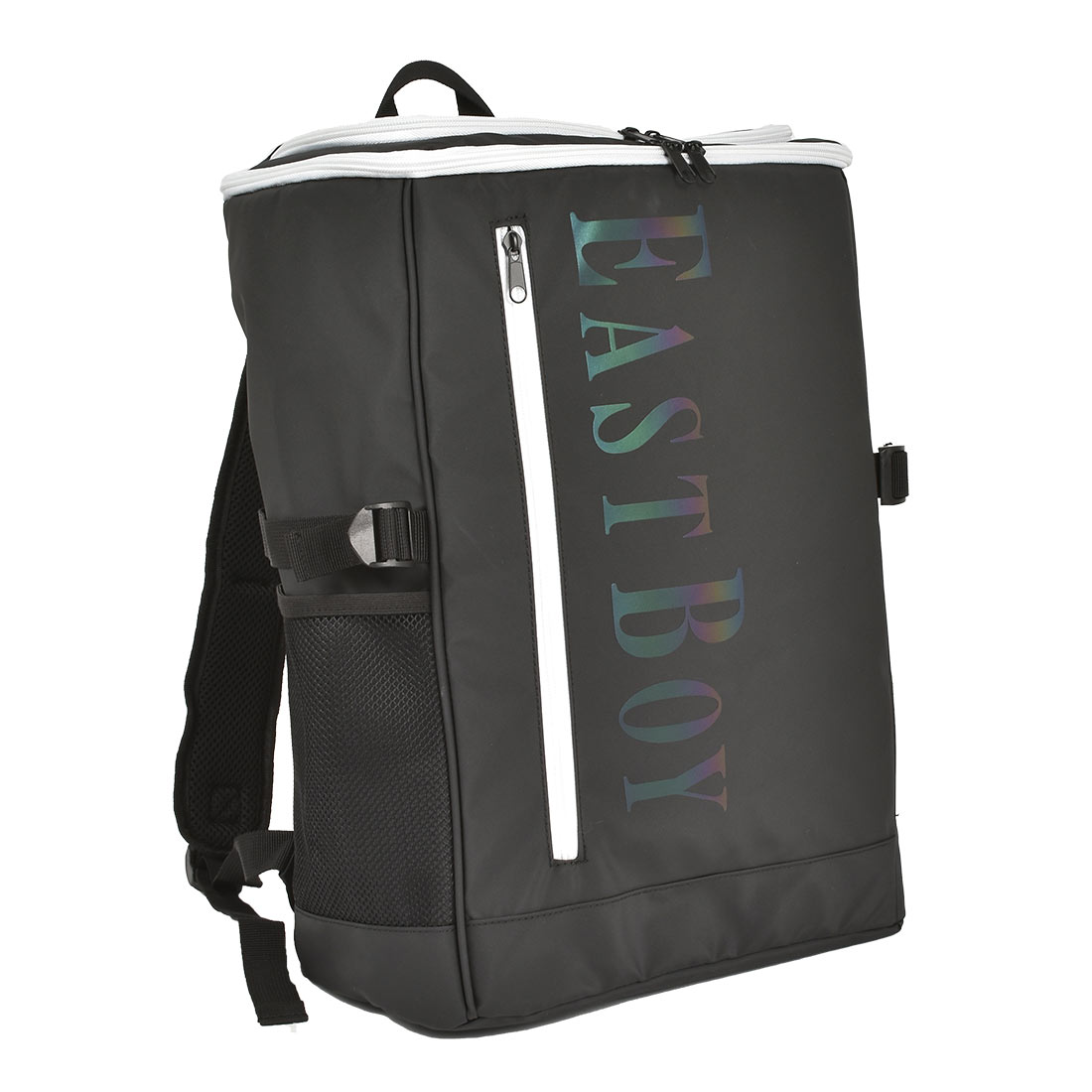 リュック EASTBOY イーストボーイ 通学 女子 30リットル 林間学校 30L 大容量 おしゃれ 女子高生 高校生 中学生 旅行 女の子 レディース ボックス型 かわいい バックパック リュックサック デイパック オーロラ ロゴ 旅行 バッグ ブラック B4 修学旅行 アウトドア スクバ