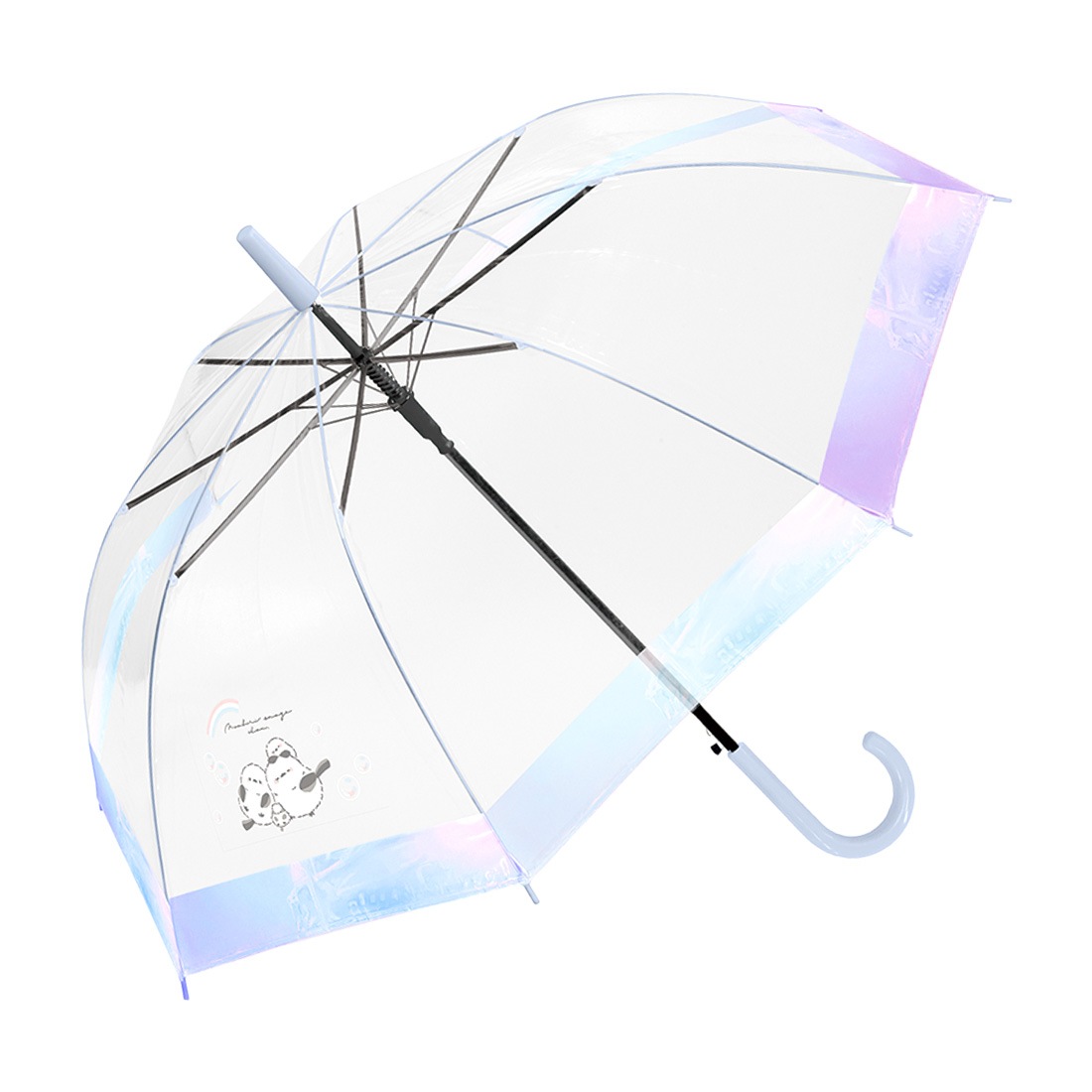傘 子供 55cm 小学生 女の子 オーロラ 裾 ビニール傘 ジャンプ式 雨傘 長傘 かさ クリア 透明 ファンシー 虹色 キラキラ かわいい おしゃれ シンプル こども傘 小学校 幼稚園 キッズ 子ども 子供用 ジャンプ傘 軽量 丈夫 折れにくい グラスファイバー 入園 入学 通園 通学