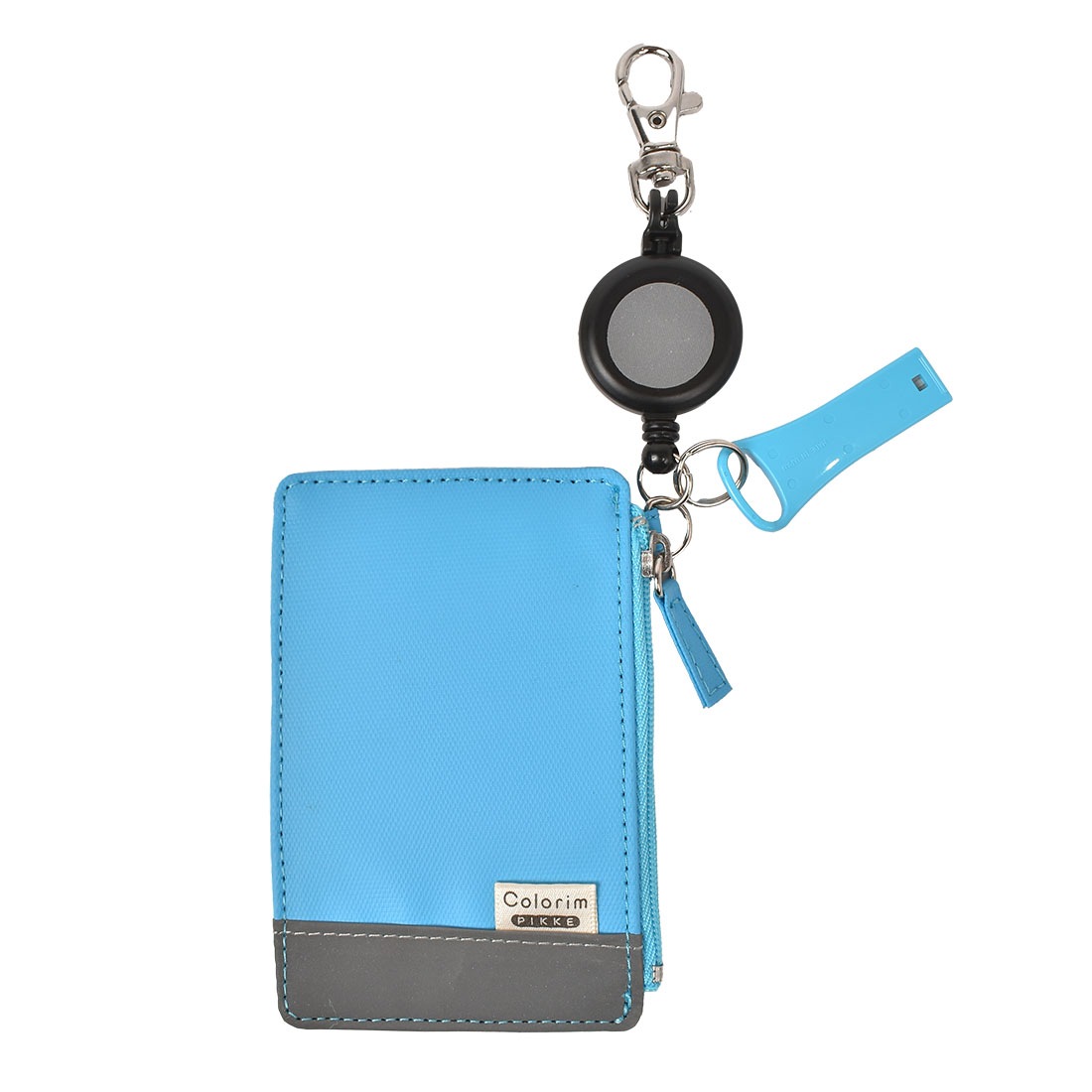 パスケース リール付き 落ちない 定期入れ 伸びる 子供 カラリムピッケ パスイレ 小銭入れ カードケース キッズ ポケット付き 男の子 女の子 ホイッスル 反射材 防犯 安心 ICカード 入れたまま 無地 シンプル 小学生 通学 通園 入学 ブルー ネイビー ピンク 青