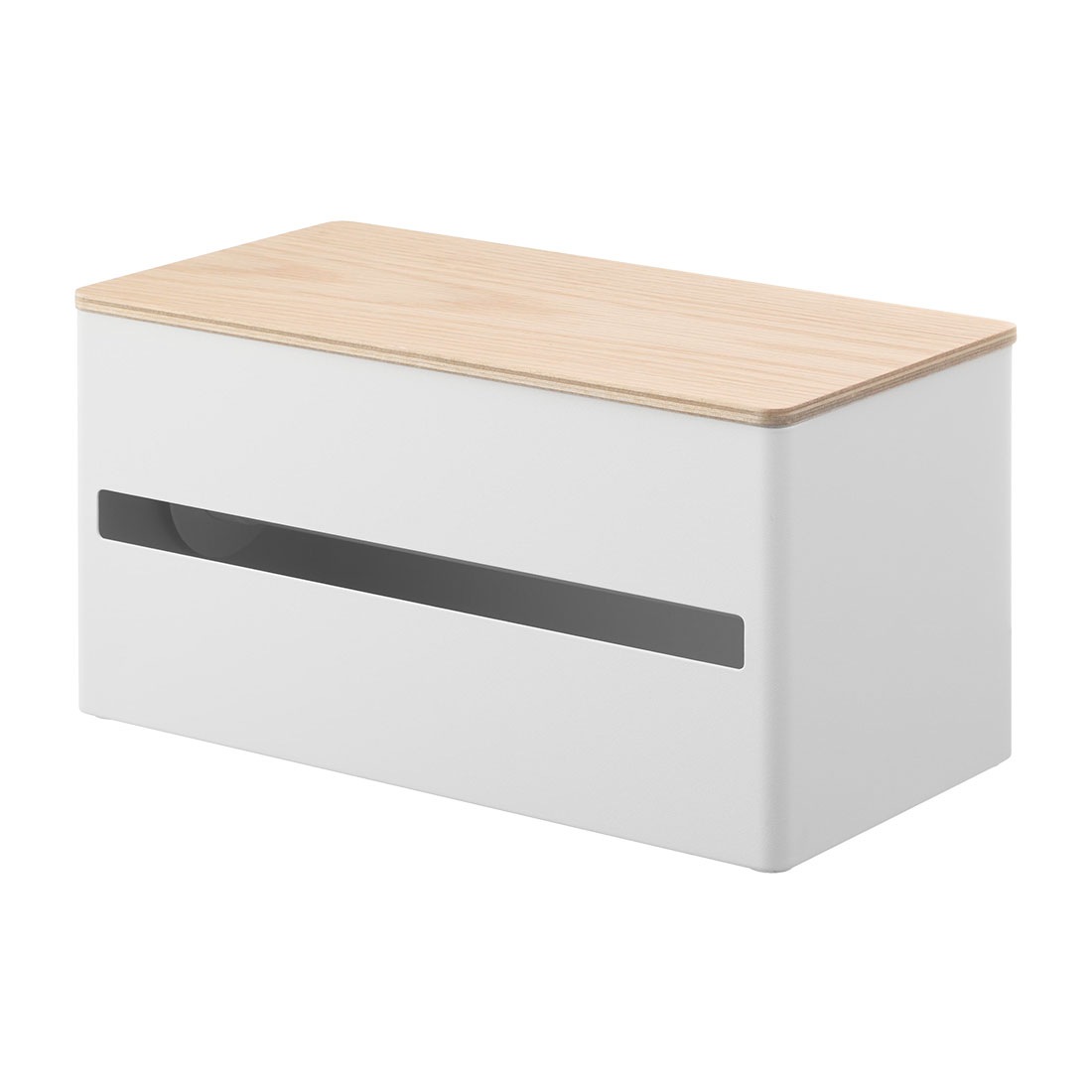 片手でカット隠せるキッチンペーパーホルダー L 山崎実業 リン RIN キッチンペーパーホルダー 木製 大判 北欧 おしゃれ ナチュラル ティッシュケース キッチンペーパー 収納 ロールタイプ コストコ 蓋付き 1644 1645 ブラック ホワイト ペーパータオル ケース