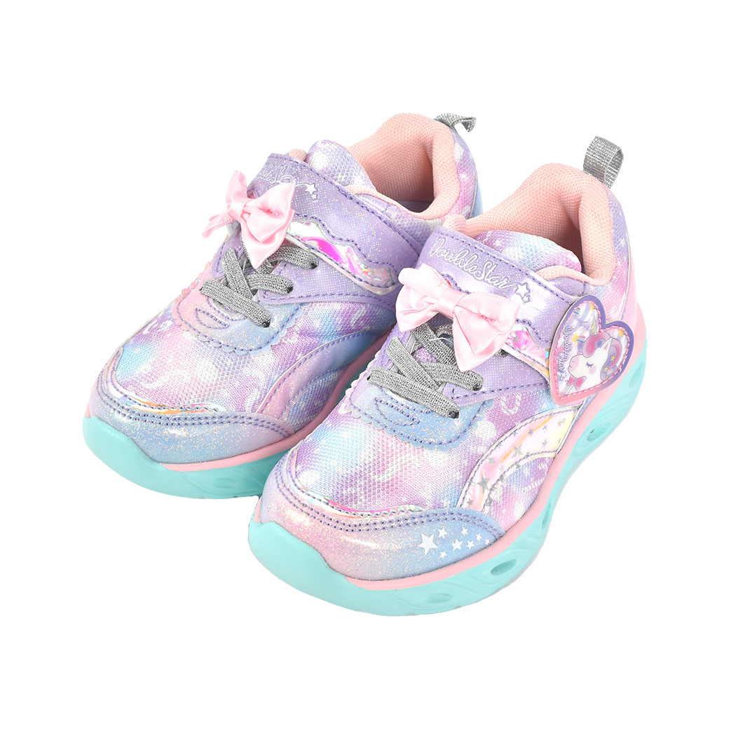 光る靴 女の子 スニーカー キッズ シューズ 16 17 18 cm 子供靴 子ども 軽量 可愛い おしゃれ キラキラ ピカピカ 光る 運動靴 柔らかい 軽い ユニコーン ウサギ ピンク パープル 虹色 レインボー ゆめかわいい 幼稚園 保育園 孫 娘 誕生日 クリスマス プレゼント