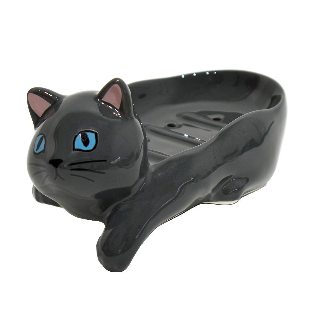 ソープディッシュ おしゃれ 陶器 猫 ねこ グッズ 雑貨 石鹸置き 固形 石鹸 せっけん 石けん 溶けない 置き場 おき 受け 台 皿 収納 ソープトレー トレイ ホルダー スタンド かわいい 可愛い 洗面所 洗面台 水切り インテリア 小物 誕生日 プレゼント 新生活 引っ越し祝い
