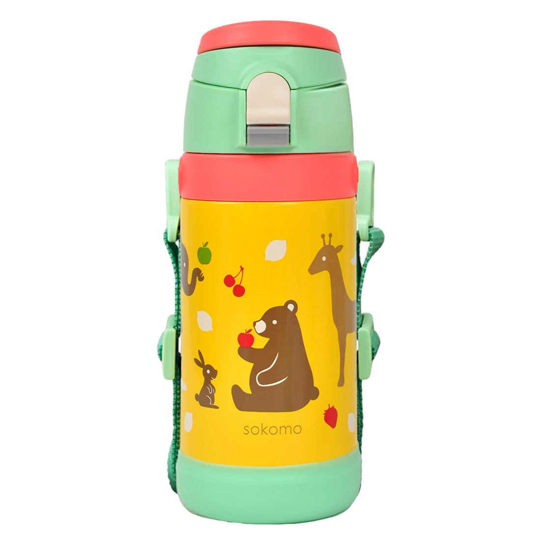 水筒 キッズ そこまで洗えるボトル ソコモ sokomo 直飲み ワンタッチ ストロー コップ 450mL ステンレス ボトル 女の子 男の子 底 洗いやすい カバー付き 3way 子ども 保冷 保温 幼稚園 保育園 斜めがけ 軽量 分解できる 魔法瓶 ボトル かわいい 肩紐 ドウシシャ DOSHISHA