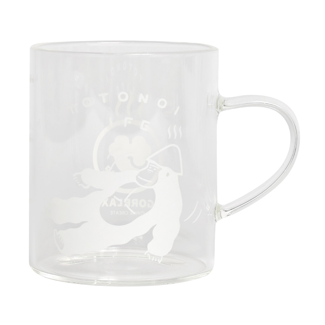 ガラス マグカップ ごリラックス 電子レンジ対応 ガラスマグ ガラスコップ 耐熱 330ml コップ 目盛り付き グラスマグ 透明 クリア 持ち手付き おしゃれ かわいい ゴリラ アニマル 動物柄 ブラック ホワイト 食器 箱入り キャラクター サウナ好き ギフト プレゼント 女性 男性