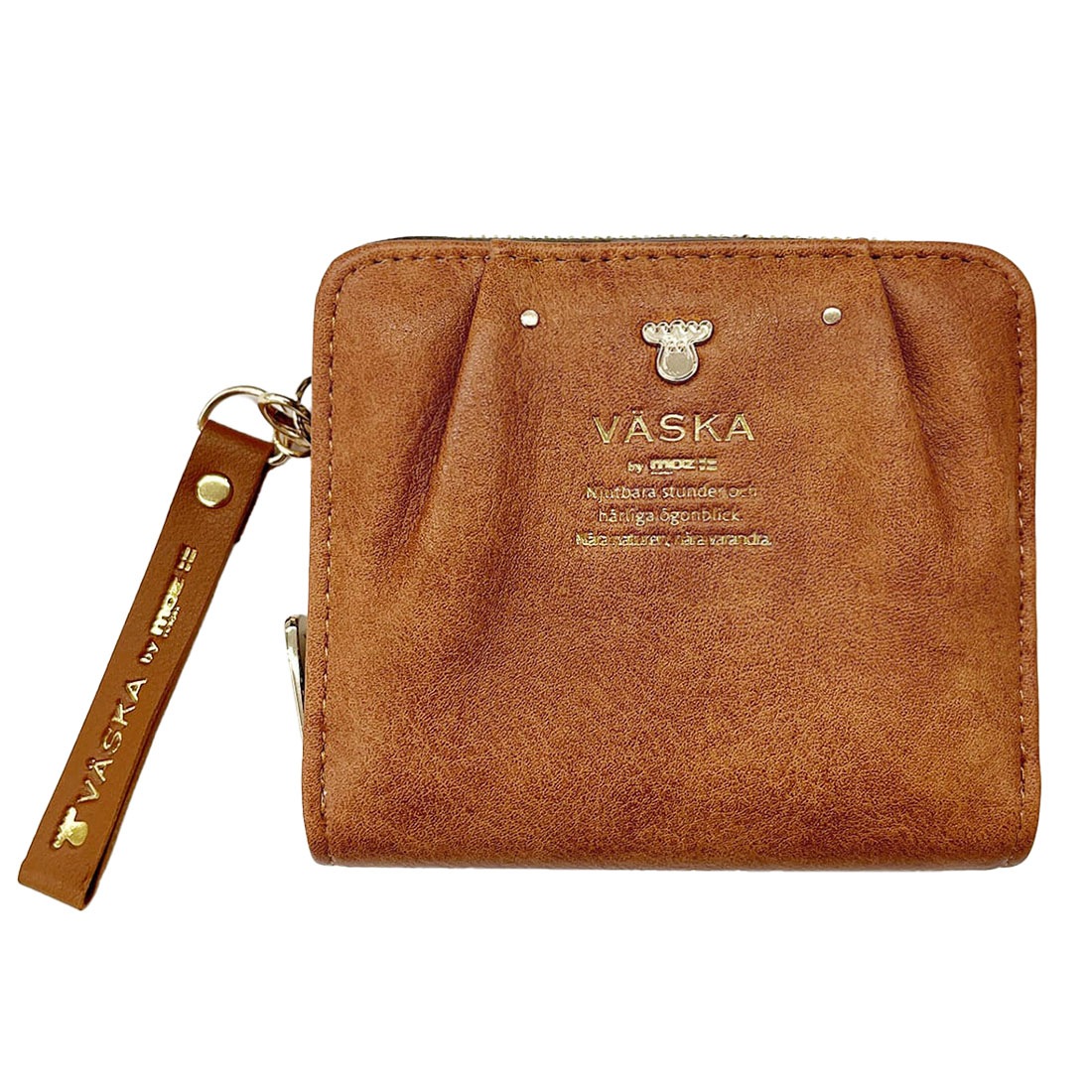 財布 VASKA by moz 二つ折り財布 レディース ブランド MOZ モズ ヴェスカバイモズ ラウンドファスナー 大容量 ミニ 女性 大人 かわいい 婦人財布 アンティーク 北欧 ベスカ 2つ折り カード入れ ポケット 多い コンパクト 主婦 使いやすい 30代 40代 風水 金運 緑 水色 茶色