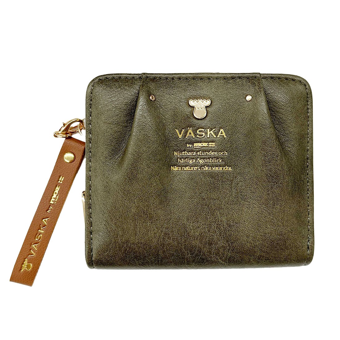 財布 VASKA by moz 二つ折り財布 レディース ブランド MOZ モズ ヴェスカバイモズ ラウンドファスナー 大容量 ミニ 女性 大人 かわいい 婦人財布 アンティーク 北欧 ベスカ 2つ折り カード入れ ポケット 多い コンパクト 主婦 使いやすい 30代 40代 風水 金運 緑 水色 茶色