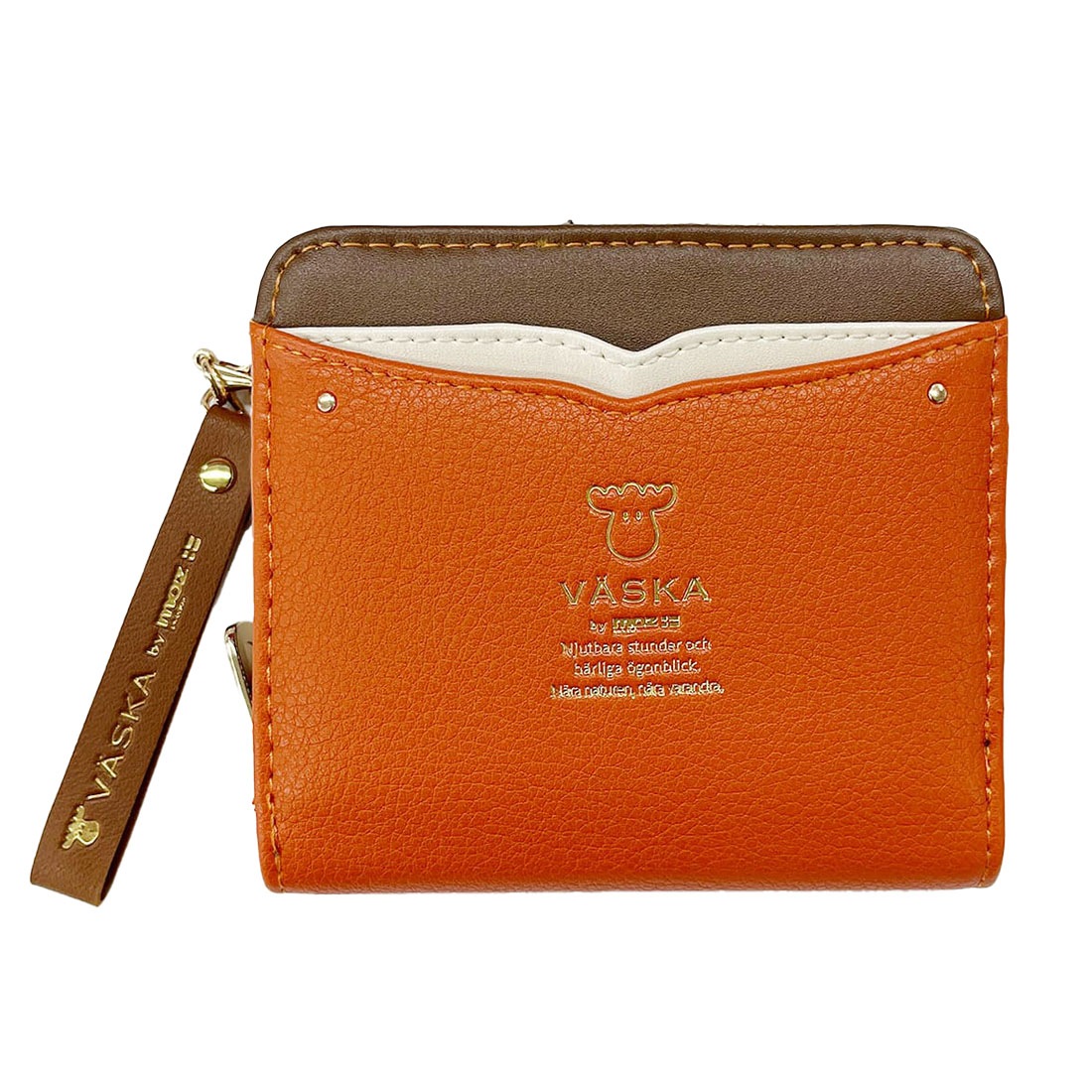 財布 VASKA by moz 二つ折り財布 レディース ブランド MOZ モズ ヴェスカバイモズ ラウンドファスナー 大容量 ミニ 女性 大人 かわいい 婦人財布 バイカラー 北欧 ベスカ 2つ折り カード入れ ポケット 多い コンパクト 主婦 使いやすい 30代 40代 風水 金運 緑 茶色 オレンジ