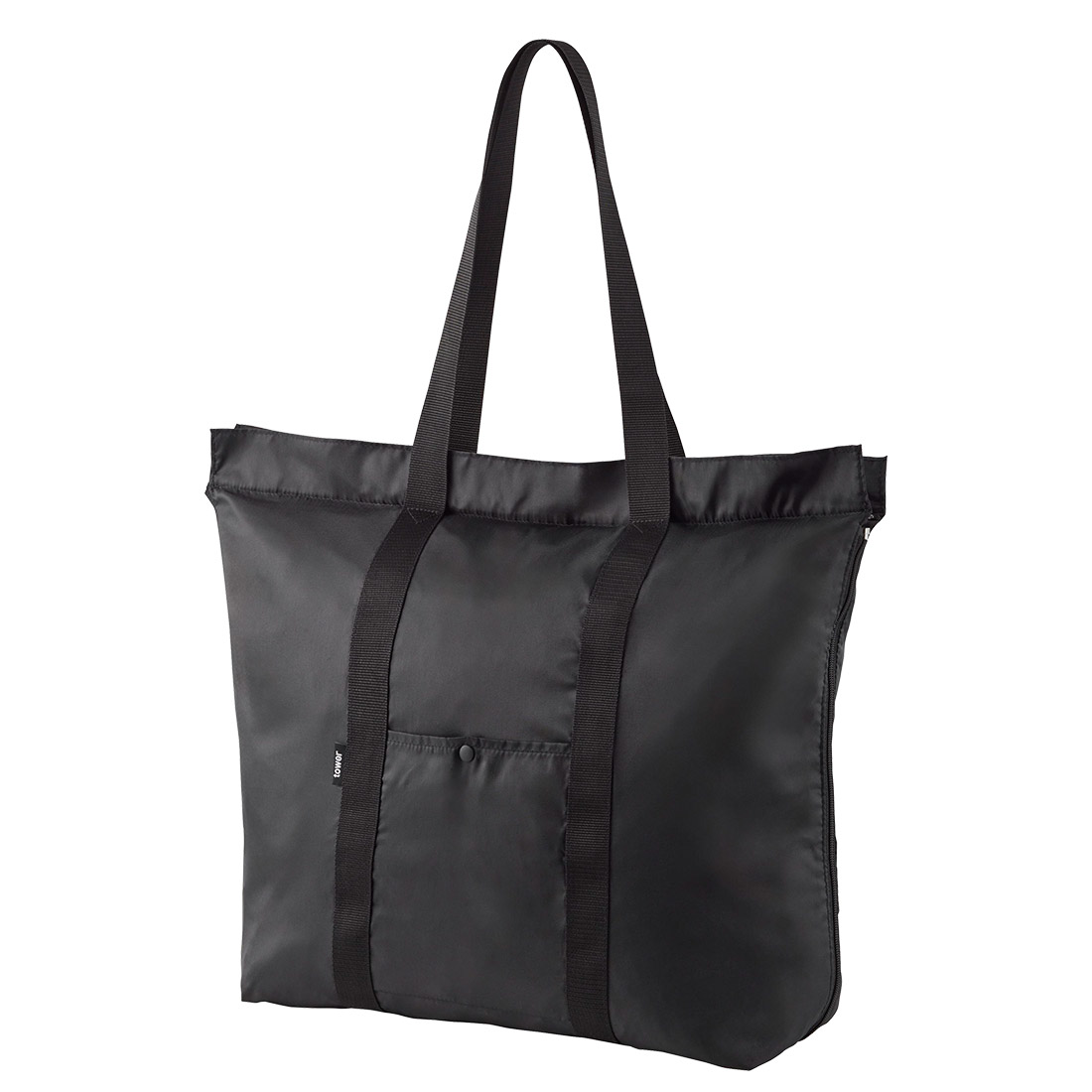 山崎実業 洗える持ち帰り寿司・ピザが入るレジかごバッグ タワー 2125 2126 tower ピザ 持ち帰り 保温 レジカゴバッグ 保冷 折りたたみ レジカゴごと 入る エコバッグ 大容量 マチ広 ファスナー コンパクト マチ付き ライトグレー ブラック シンプル 水平