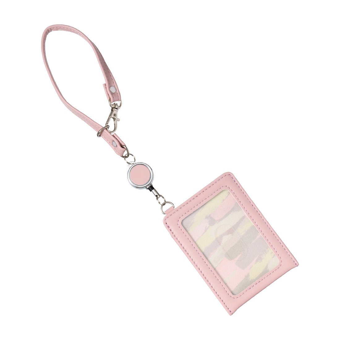 パスケース 定期入れ レディース リール付き ノフェス おしゃれ かわいい 大人 女性 ICカード 2枚 薄型 伸びる ストラップ 女子 高校生 大学生 シンプル 合皮 窓付き 縦型 両面 カードケース 通勤 通学 ICカード入れ 定期券入れ キャメル ブルー ピンク アイボリー 紛失防止