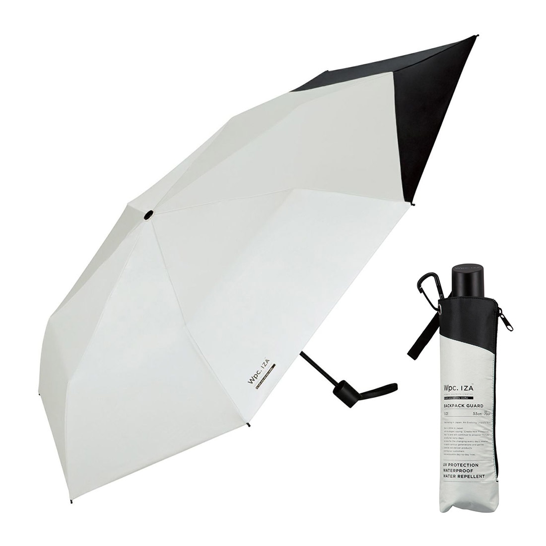 日傘 折りたたみ傘 完全遮光 晴雨兼用 メンズ wpc IZA 伸びる傘 リュックが濡れない傘 バックスライド 大きめ 折り畳み 遮光率100% UVカット 7本骨 傘 超撥水 おりたたみ傘 スライド傘 男性 涼しい 紫外線対策 遮熱 無地 シンプル ブラック グレー ホワイト 裏面黒 通勤 通学