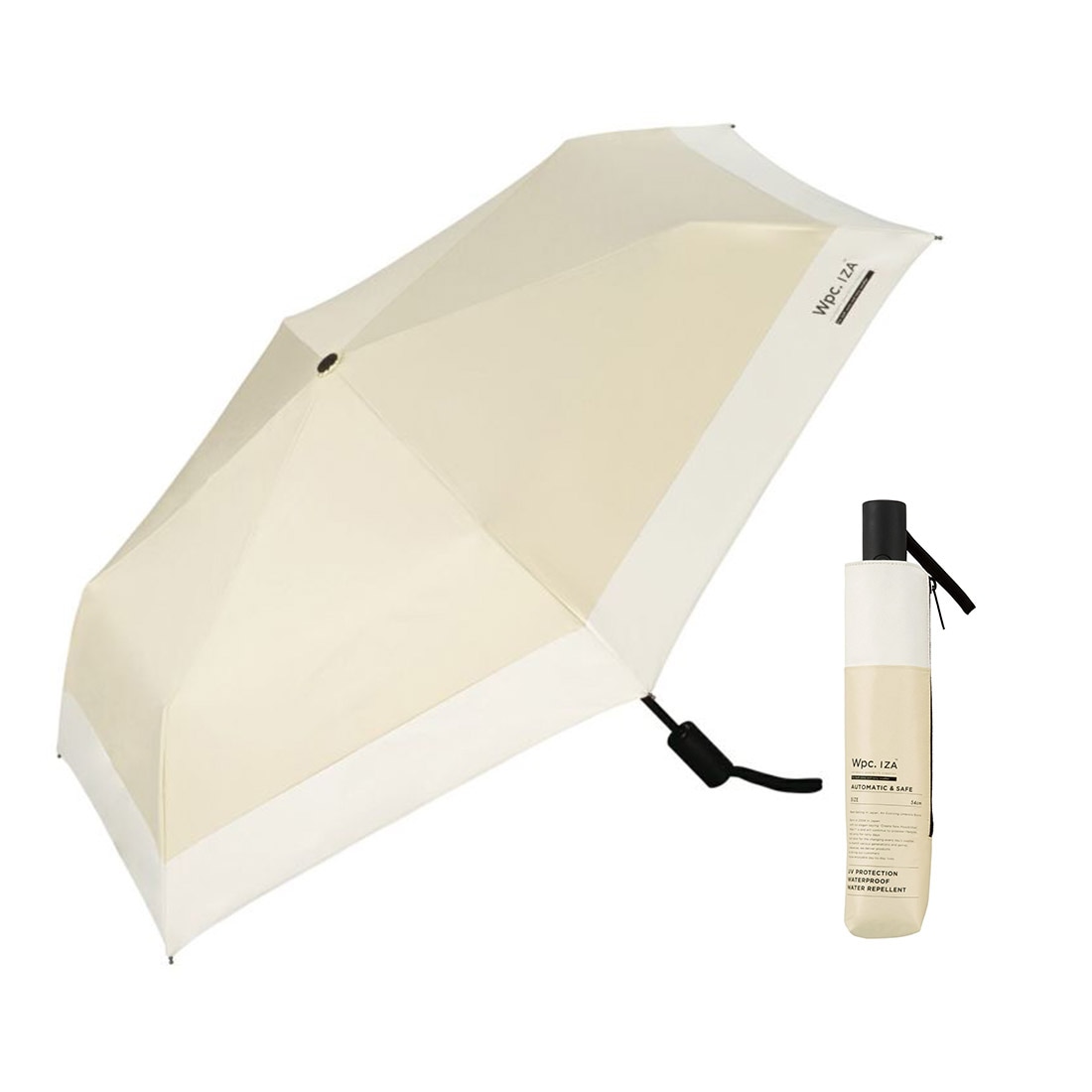日傘 折りたたみ傘 完全遮光 晴雨兼用 メンズ wpc IZA 自動開閉 軽量 折り畳み 遮光率100% 54cm UVカット 7本骨 ユニセックス 晴雨兼用 超撥水 男性 涼しい 紫外線対策 遮熱 無地 シンプル ブラック グレー ホワイト ベージュ 裏面黒 紳士傘 通勤 通学 父の日 ギフト 誕生日