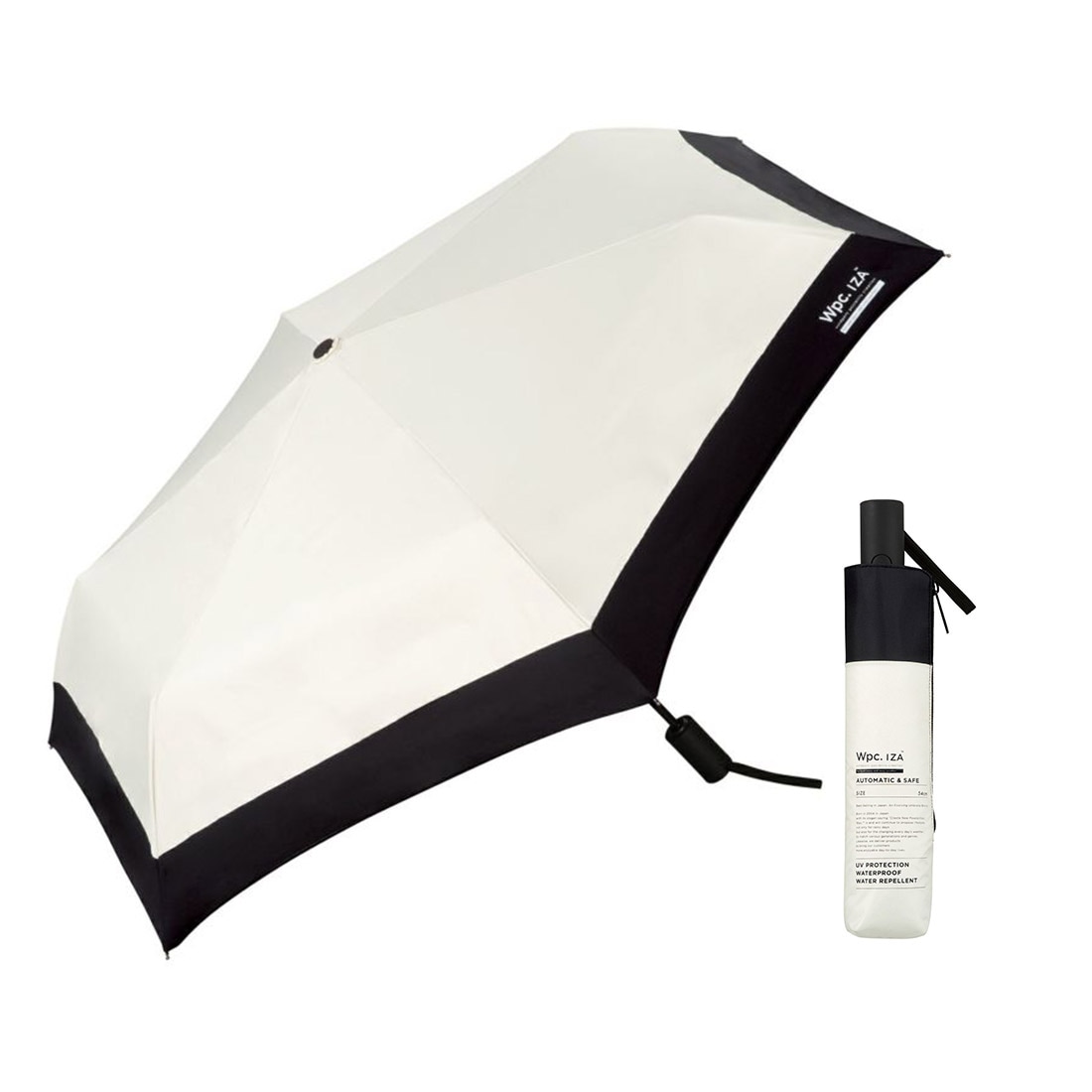 日傘 折りたたみ傘 完全遮光 晴雨兼用 メンズ wpc IZA 自動開閉 軽量 折り畳み 遮光率100% 54cm UVカット 7本骨 ユニセックス 晴雨兼用 超撥水 男性 涼しい 紫外線対策 遮熱 無地 シンプル ブラック グレー ホワイト ベージュ 裏面黒 紳士傘 通勤 通学 父の日 ギフト 誕生日