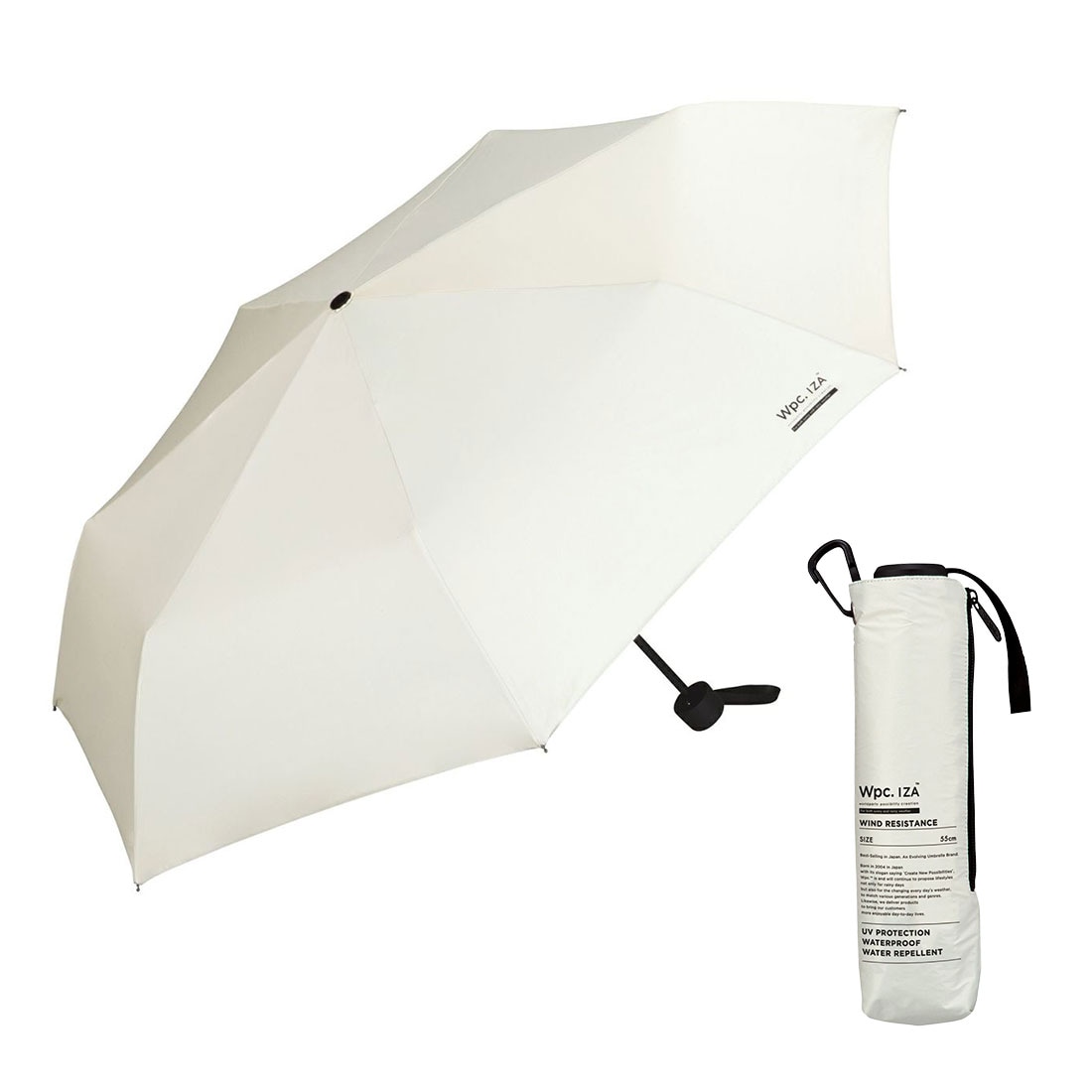 日傘 折りたたみ傘 完全遮光 晴雨兼用 メンズ wpc IZA 軽量 7本骨 折り畳み 遮光率100% 55cm UVカット 耐風 丈夫 高強度 頑丈 ユニセックス 超撥水 涼しい 紫外線対策 美容 遮熱 無地 シンプル ブラック ベージュ グレー ホワイト 黒 紳士傘 通勤 通学 父の日 プレゼント