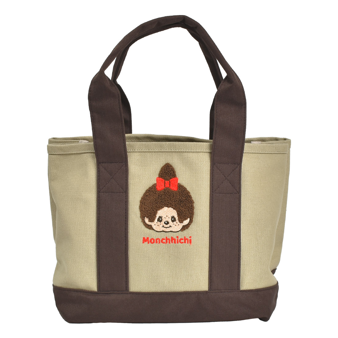 ミニ トートバッグ モンチッチ 仕切りあり レディース 仕切り付き トートバック サブバッグ ランチバッグ 小さめ キャラクター 収納 整理整頓 ペットボトルが縦に入る 通勤 通学 A5 軽い マチあり かわいい おしゃれ ブラウン ベージュ お弁当バッグ 高校生 中学生 大人 女性