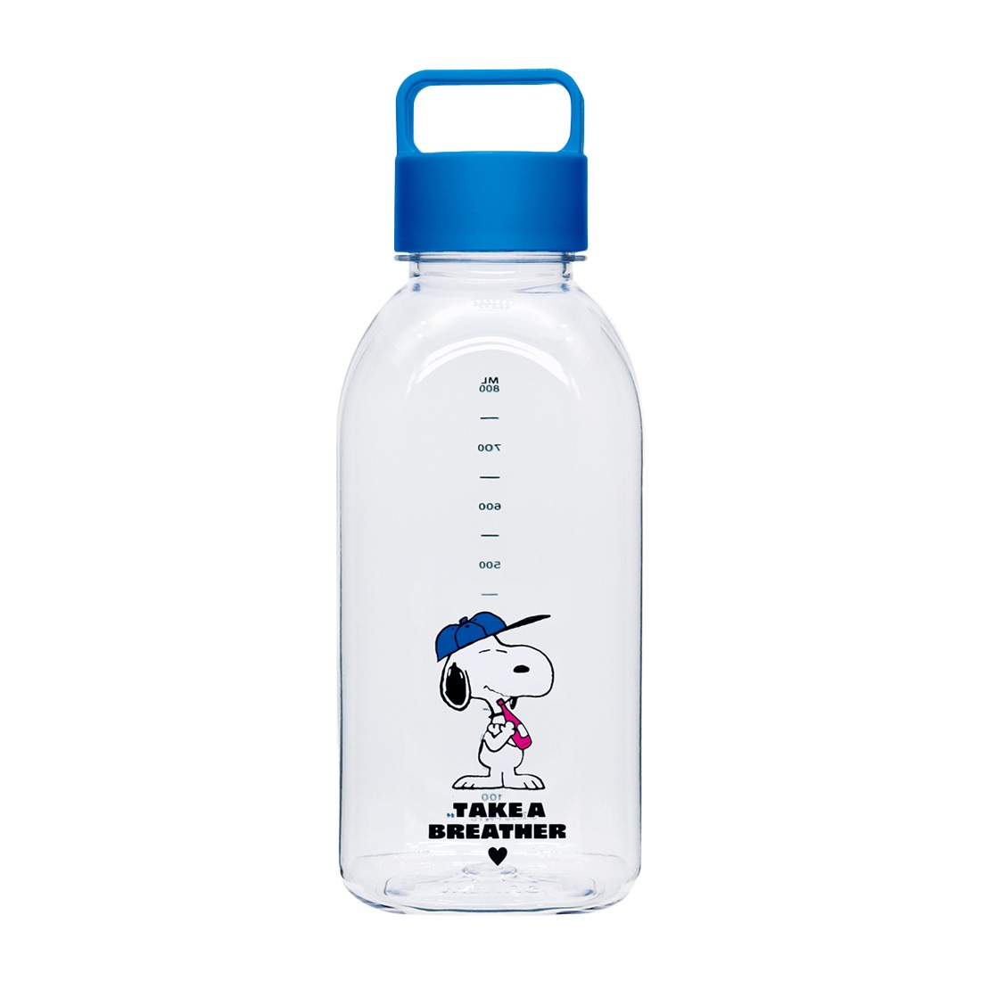 水筒 クリアボトル スヌーピー ドリンクボトル SNOOPY ウォーターボトル 目盛り 1リットル 透明 クリア かわいい おしゃれ キャラクター グッズ PEANUTS 990ml 大容量 軽量 直飲み シンプル 常温 プラスチック ボトル スポーツ ヨガ 運動 アウトドア 大きめ 1L 持ち手付き