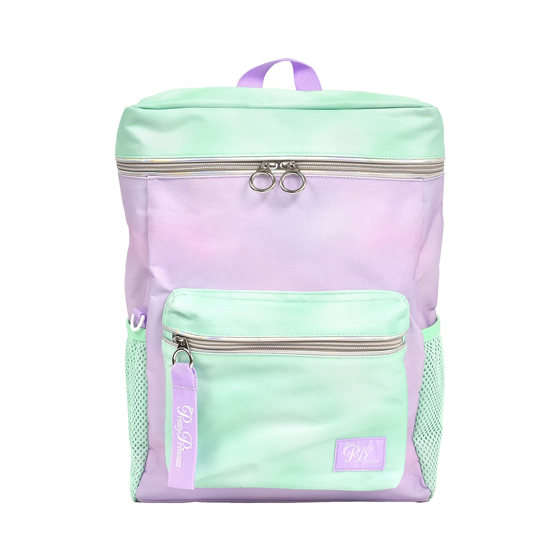 リュック キッズ 女の子 かわいい pretty princess 12L 子供 キッズリュック リュックサック プリティプリンセス スクエア 型 A4 収納 黒 ブラック ラベンダー ミント 総柄 シンプル 派手 おしゃれ 軽量 軽い ハーネス付き 通園 通学 保育園 幼稚園 小学生 低学年 入学 入園