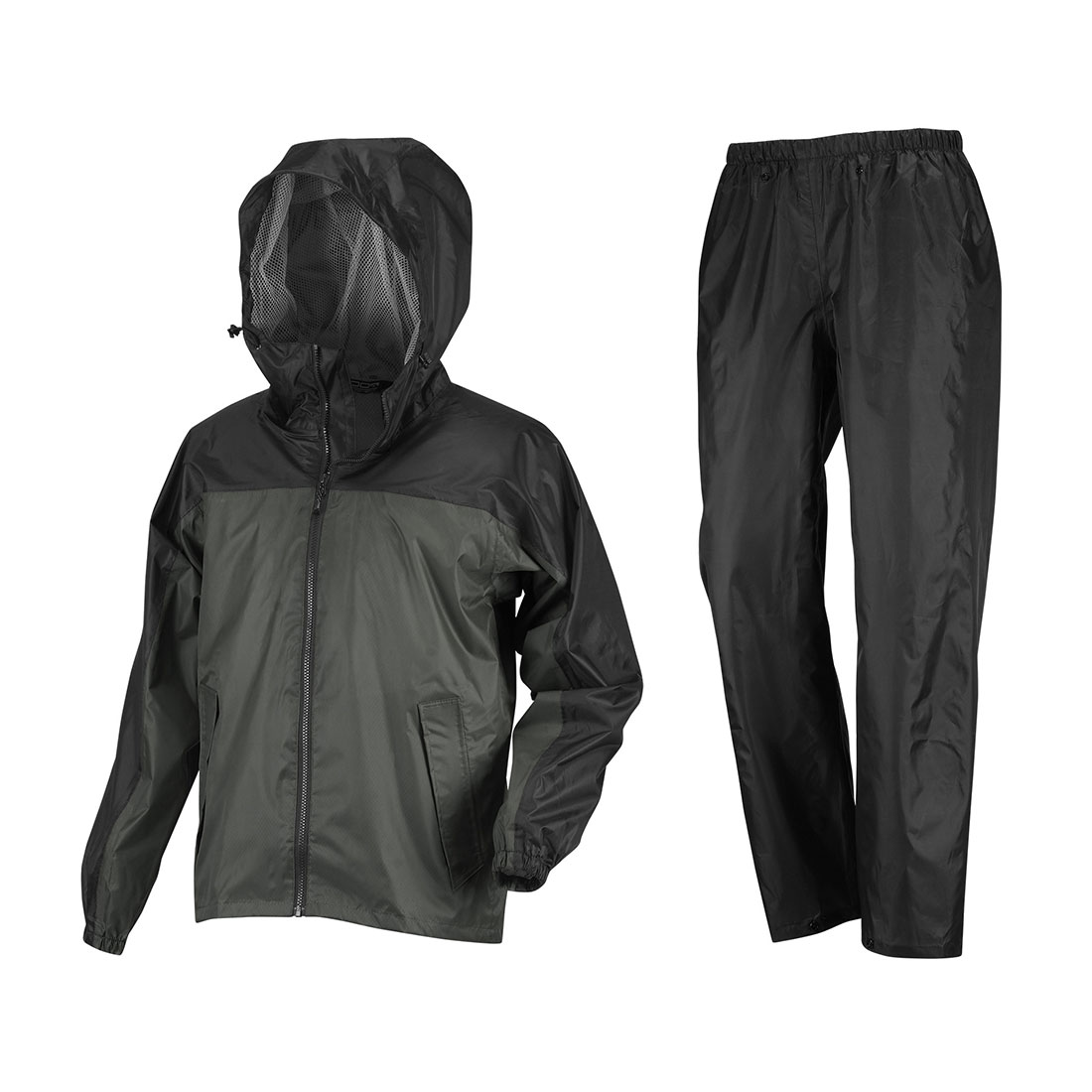 レインウェア 上下セット メンズ レインスーツ M L LL 3L 4L 5L 3430 カジメイク 自転車 通学 通勤 ヘルメット対応 フード付き 雨具 カッパ セットアップ ヤッケ 裏メッシュ 防水 軽量 作業着 作業服 現場 工事 仕事着 アウトドア 大きいサイズ レイン ジャケット パンツ