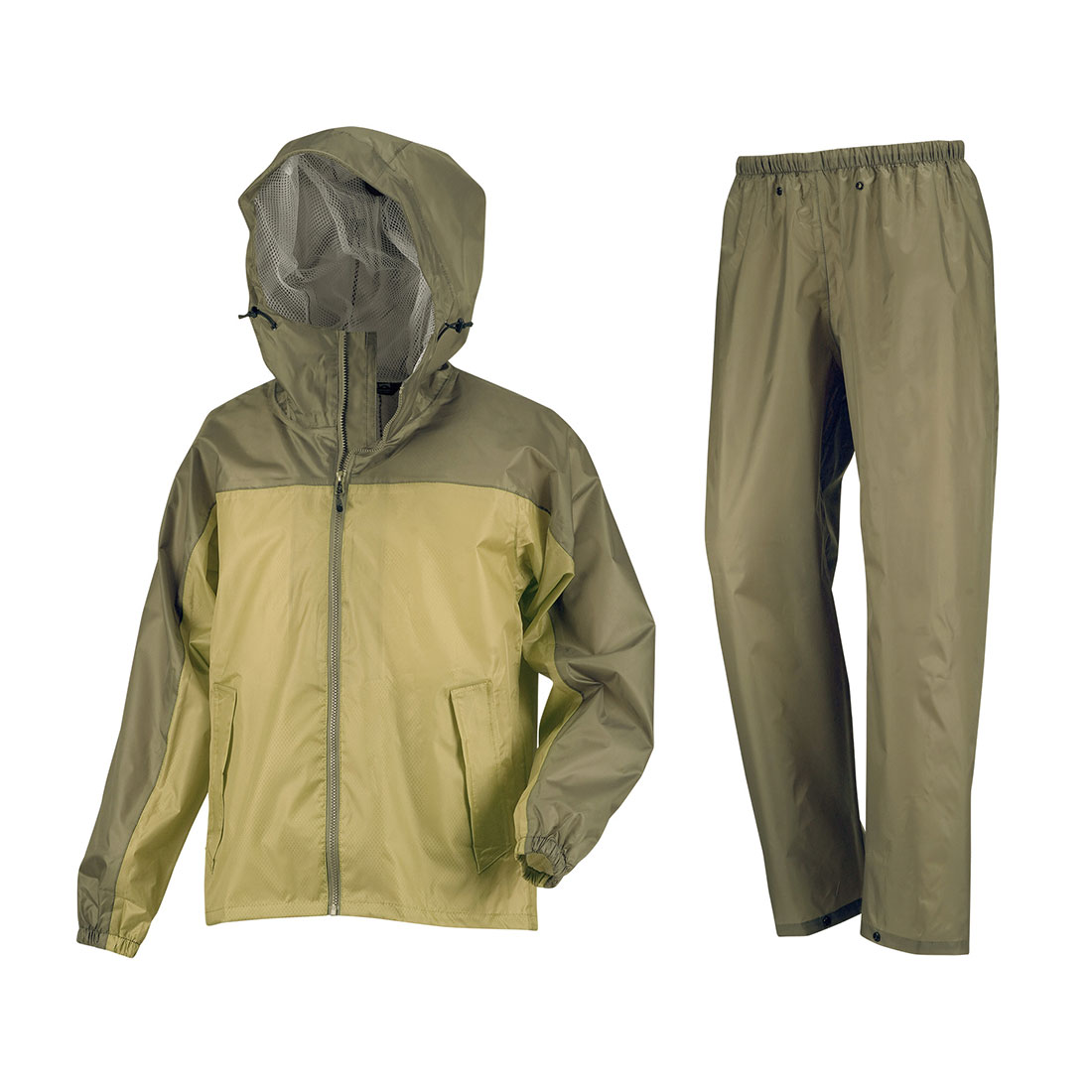 レインウェア 上下セット メンズ レインスーツ M L LL 3L 4L 5L 3430 カジメイク 自転車 通学 通勤 ヘルメット対応 フード付き 雨具 カッパ セットアップ ヤッケ 裏メッシュ 防水 軽量 作業着 作業服 現場 工事 仕事着 アウトドア 大きいサイズ レイン ジャケット パンツ