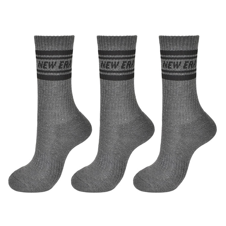 靴下 ニューエラ NEWERA 3足組 クルーソックス メンズ レディース ジュニア キッズ スポーツ ブランド くつ下 クルー丈 白 黒 3Pセット 21 22 23 24 25 26 27 28 29cm 大きい ラインソックス ロゴ パイル ストリート 中学生 高校生 大学生 おしゃれ かっこいい 男性 女性
