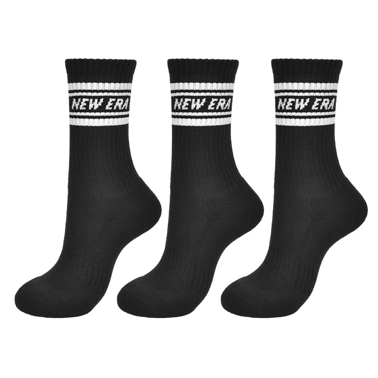 靴下 ニューエラ NEWERA 3足組 クルーソックス メンズ レディース ジュニア キッズ スポーツ ブランド くつ下 クルー丈 白 黒 3Pセット 21 22 23 24 25 26 27 28 29cm 大きい ラインソックス ロゴ パイル ストリート 中学生 高校生 大学生 おしゃれ かっこいい 男性 女性