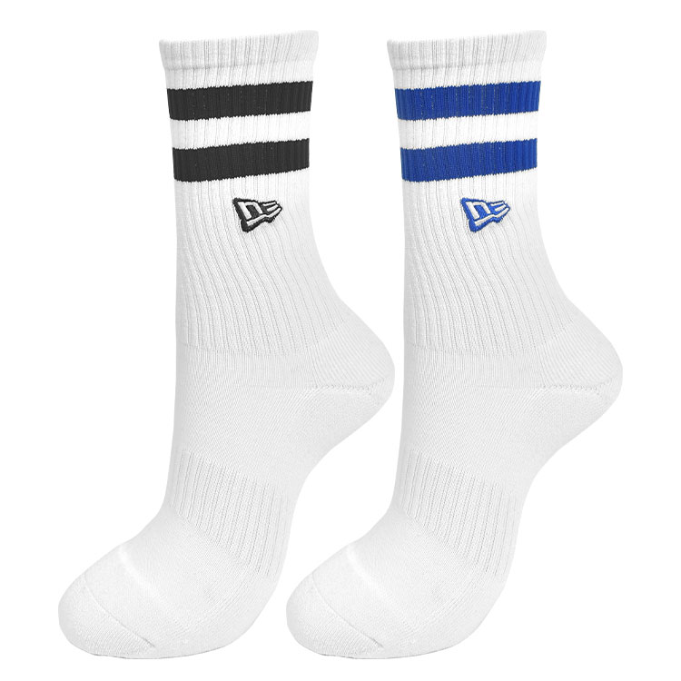 靴下 ニューエラ NEWERA クルーソックス 2足組 メンズ クルー丈 スポーツ ブランド くつ下 くつした ラインソックス リブソックス スニーカーソックス 白 2Pセット 25 26 27 28 29cm 大きい 大きめ ロゴ ワンポイント シンプル パイル ストリート 男性 中学生 高校生 大学生
