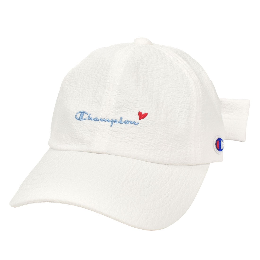 キッズ リボン キャップ champion チャンピオン 帽子 女の子 子供 女子 小学生 かわいい ジュニア ガールズ 53cm 54cm 55cm バックリボン 夏 涼しい 可愛い ピンク ホワイト 白 水色 ベージュ 無地 サイズ調整 小学校 低学年 高学年 熱中症 日焼け防止 紫外線対策 暑さ対策