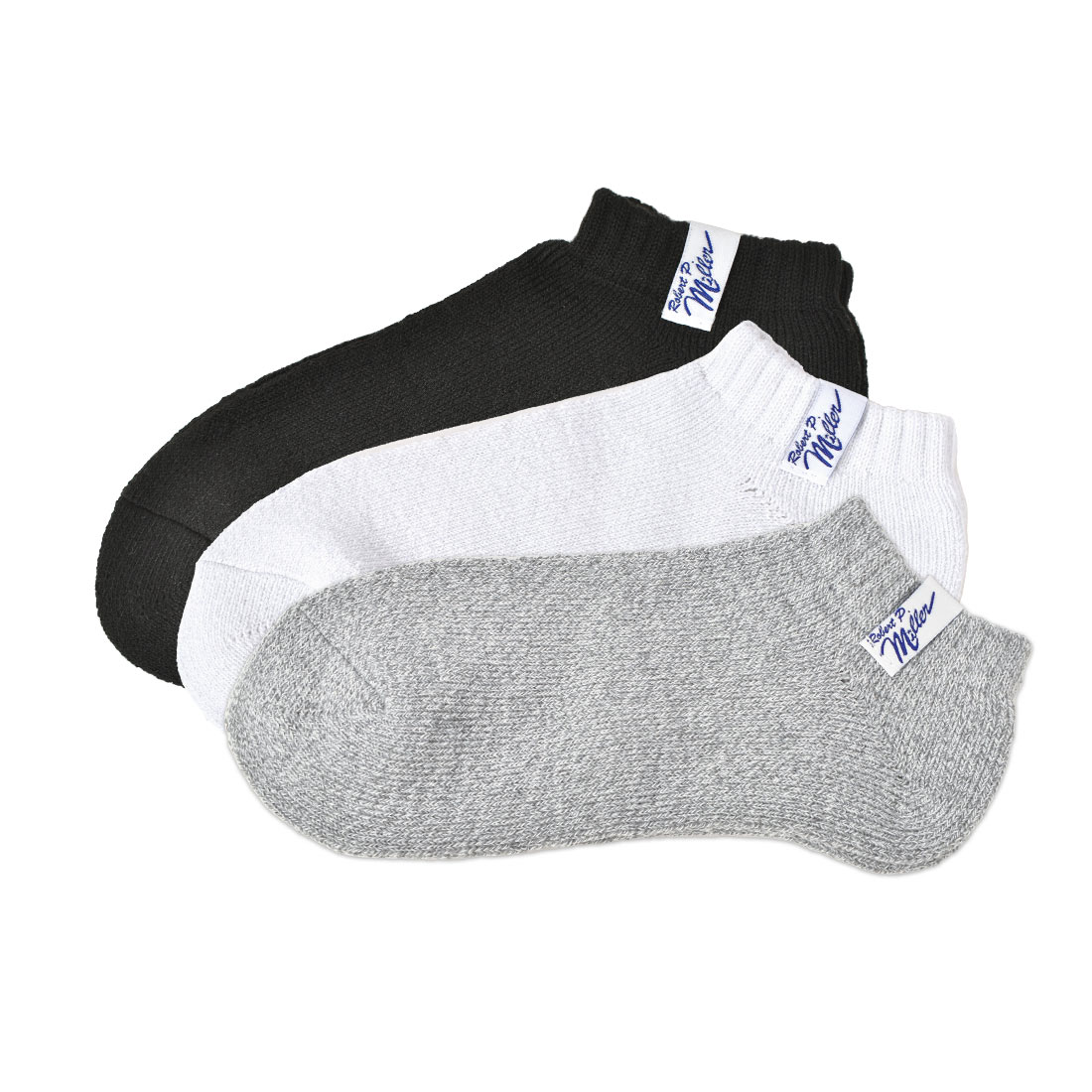 靴下 Robert P.Miller ロバートピーミラー メンズ レディース 3足セット 3P スニーカーソックス ショートソックス アンクル丈 くるぶし丈 23 24 25 26 27cm リブソックス くつ下 くつした ブランド パイル生地 厚手 黒 ブラック 白 ホワイト グレー 無地 かわいい おしゃれ