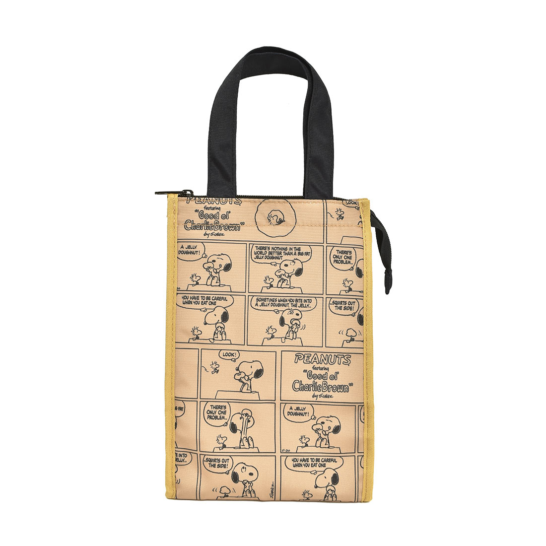 スヌーピー 保冷 バッグ ペットボトル 500ml 600ml 4本 ランチトート かわいい おしゃれ キャラクター お弁当 水筒 クーラーバッグ ランチバッグ トートバッグ ファスナー 内ポケット 子供 大人 女子 男子 レディース メンズ 高校生 中学生 部活 レジャー カーキ ブラウン