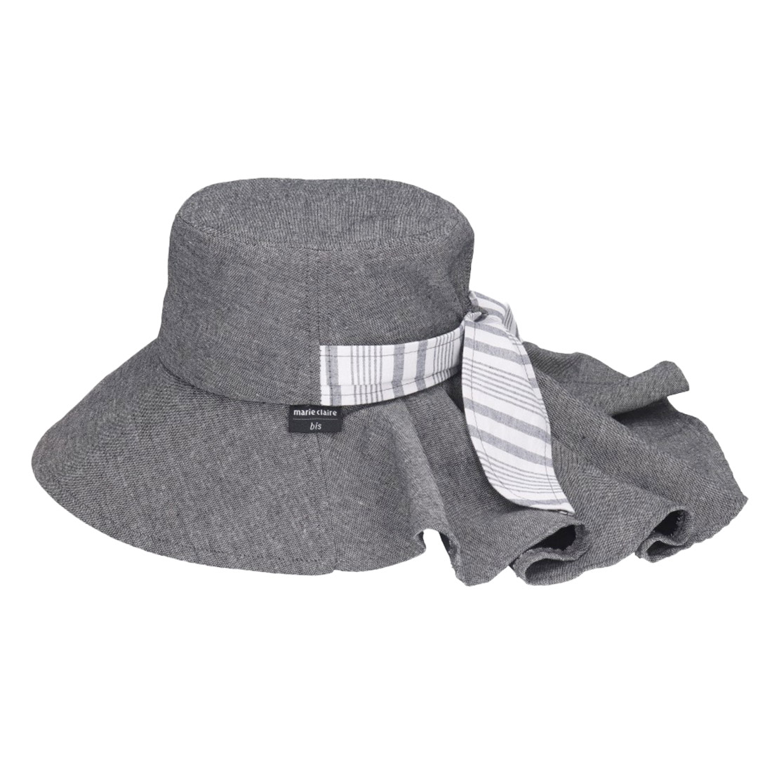 帽子 marie claile bis マリクレールビス レディース UVカット ケア ギャザーハット 日よけ つば広 婦人 ブランド 30 40 50代 おしゃれ 春 夏 紫外線対策 日焼け止め 防止 リボン ストライプ 洗濯機可 女性 ベージュ ブラック ネイビー かわいい 綿100% 洗える コットン 通勤