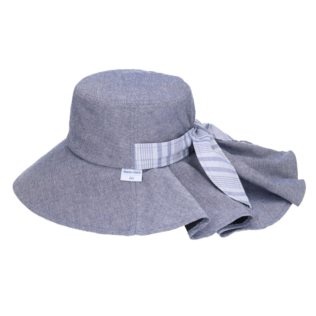 帽子 marie claile bis マリクレールビス レディース UVカット ケア ギャザーハット 日よけ つば広 婦人 ブランド 30 40 50代 おしゃれ 春 夏 紫外線対策 日焼け止め 防止 リボン ストライプ 洗濯機可 女性 ベージュ ブラック ネイビー かわいい 綿100% 洗える コットン 通勤