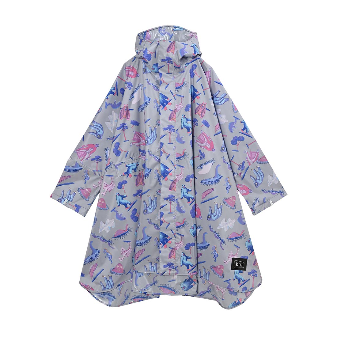 レインコート ポンチョ kiu キウ レディース メンズ 撥水 防水 レインウェア レインポンチョ K404 高機能 カッパ 合羽 雨具 自転車 リュックイン 耐水圧20000mm 袖 フード ツバ付き 前開き 収納袋 コンパクト 軽量 可愛い おしゃれ ブラック 黒 ベージュ フェス 通勤 通学
