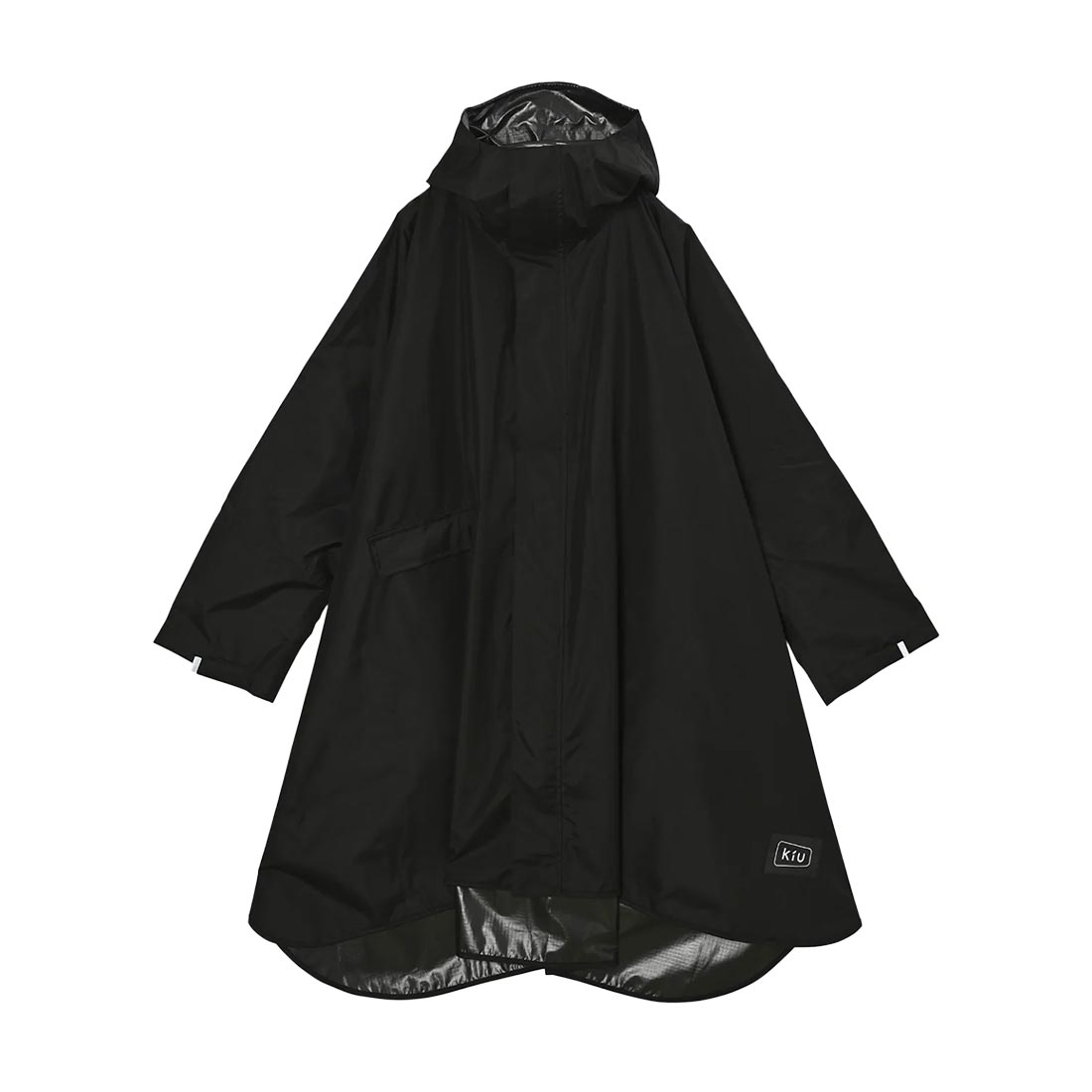 レインコート ポンチョ kiu キウ レディース メンズ 撥水 防水 レインウェア レインポンチョ K404 高機能 カッパ 合羽 雨具 自転車 リュックイン 耐水圧20000mm 袖 フード ツバ付き 前開き 収納袋 コンパクト 軽量 可愛い おしゃれ ブラック 黒 ベージュ フェス 通勤 通学
