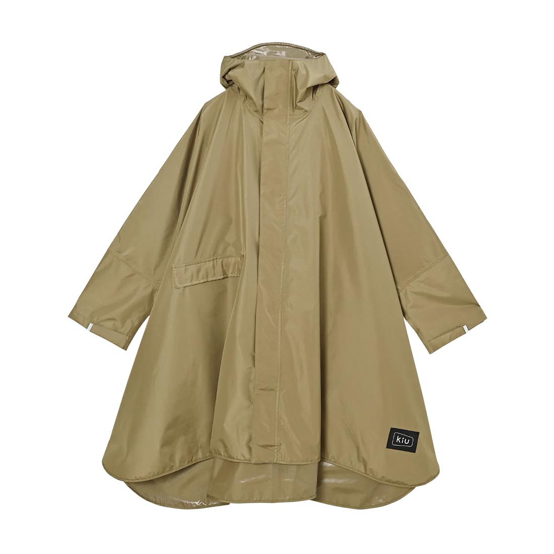レインコート ポンチョ kiu キウ レディース メンズ 撥水 防水 レインウェア レインポンチョ K404 高機能 カッパ 合羽 雨具 自転車 リュックイン 耐水圧20000mm 袖 フード ツバ付き 前開き 収納袋 コンパクト 軽量 可愛い おしゃれ ブラック 黒 ベージュ フェス 通勤 通学