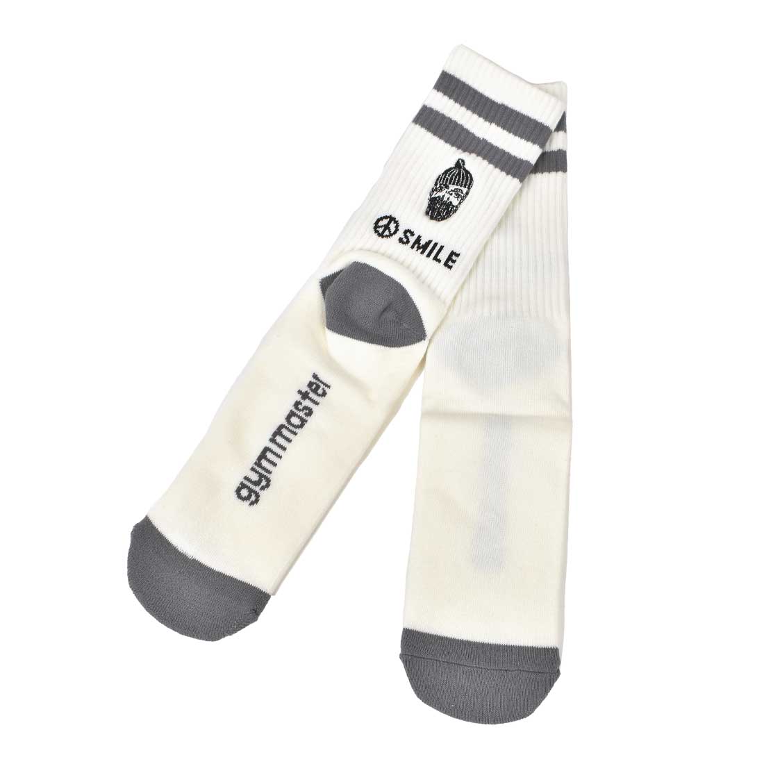 靴下 レディース メンズ gymmaster ジムマスター おしゃれ 面白い 可愛い 柄 抗菌 消臭 防臭 クルーソックス リブソックス スニーカーソックス くつ下 厚手 刺繍 底パイル 白 ホワイト ボーダー ラインソックス 丈夫 綿 23 24 25 26 27cm 個性的 ギフト プレゼント G966630