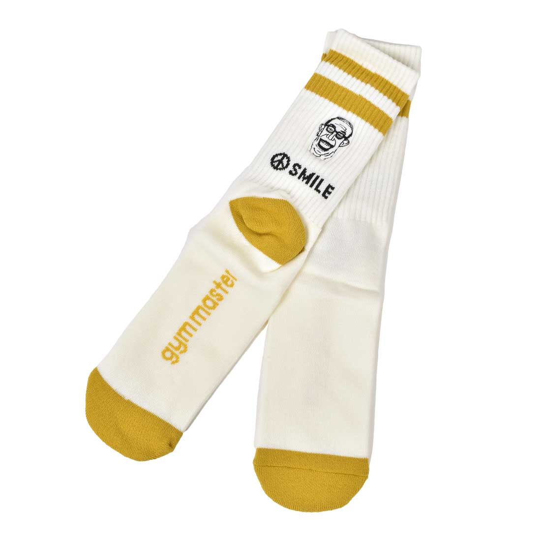 靴下 レディース メンズ gymmaster ジムマスター おしゃれ 面白い 可愛い 柄 抗菌 消臭 防臭 クルーソックス リブソックス スニーカーソックス くつ下 厚手 刺繍 底パイル 白 ホワイト ボーダー ラインソックス 丈夫 綿 23 24 25 26 27cm 個性的 ギフト プレゼント G966630