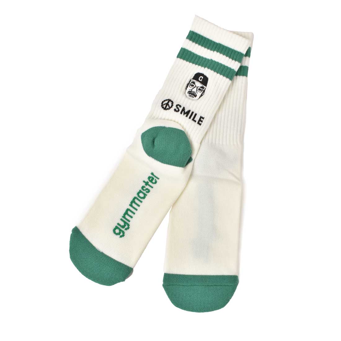 靴下 レディース メンズ gymmaster ジムマスター おしゃれ 面白い 可愛い 柄 抗菌 消臭 防臭 クルーソックス リブソックス スニーカーソックス くつ下 厚手 刺繍 底パイル 白 ホワイト ボーダー ラインソックス 丈夫 綿 23 24 25 26 27cm 個性的 ギフト プレゼント G966630
