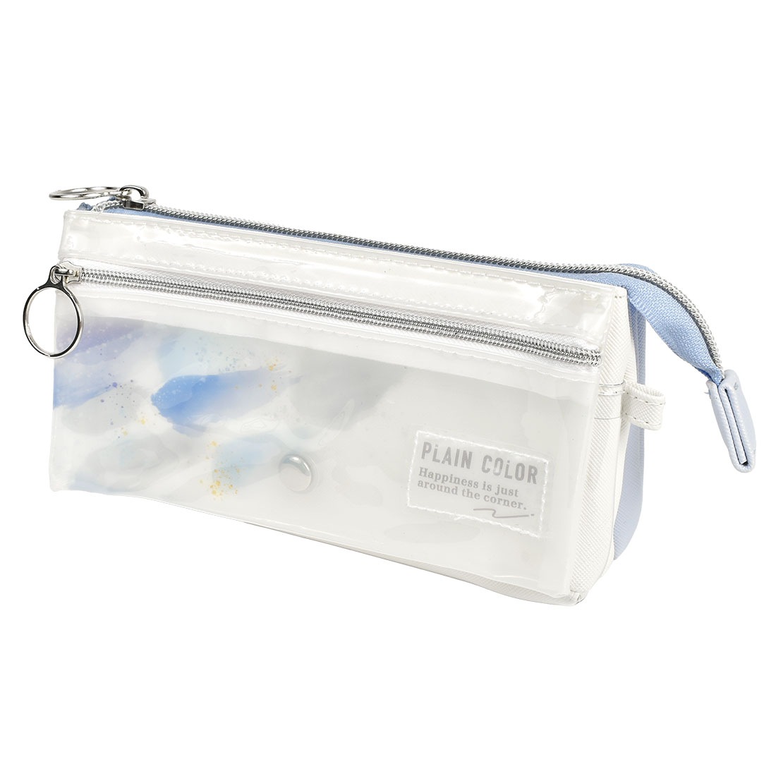 ペンケース 筆箱 おしゃれ ペンポーチ 中学生 高校生 小学生 大人 かわいい 透明 クリア ポケット付き 使いやすい シンプル 水彩 ニュアンス 大容量 収納 コンパクト 筆入れ 女子 女性 子供 フラップポケット 自立 ふでばこ 機能性 持ち運び 通学 通勤 文房具 グレー ブルー