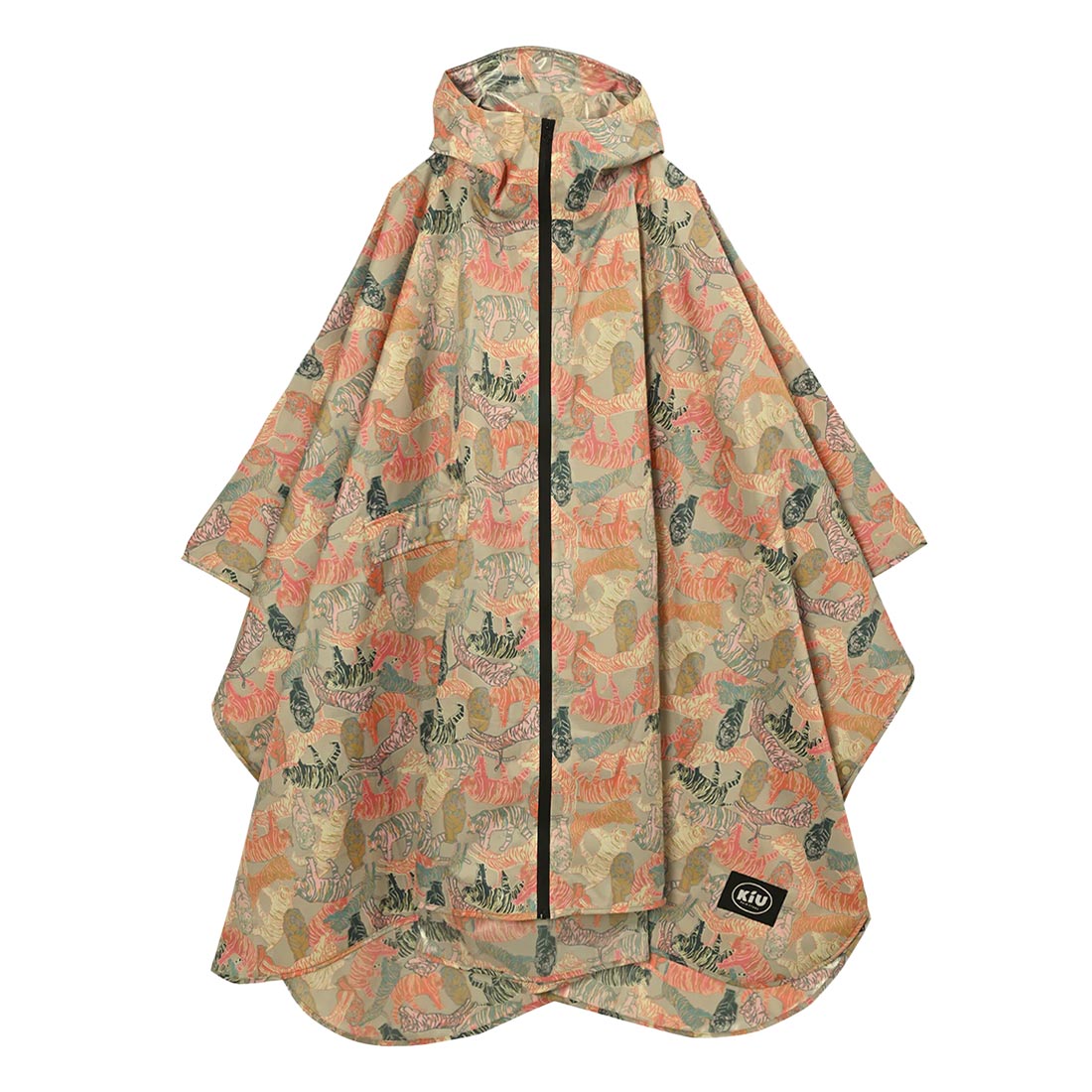 レインコート ポンチョ kiu キウ レディース メンズ レインポンチョ 撥水 防水 レインウェア K405 合羽 カッパ 高機能 雨合羽 雨具 耐水圧10000mm 軽量 フード ツバ 付き 前開き 収納袋 コンパクト 可愛い おしゃれ ブラック 黒 ベージュ 総柄 自転車 通勤 通学 野外 フェス