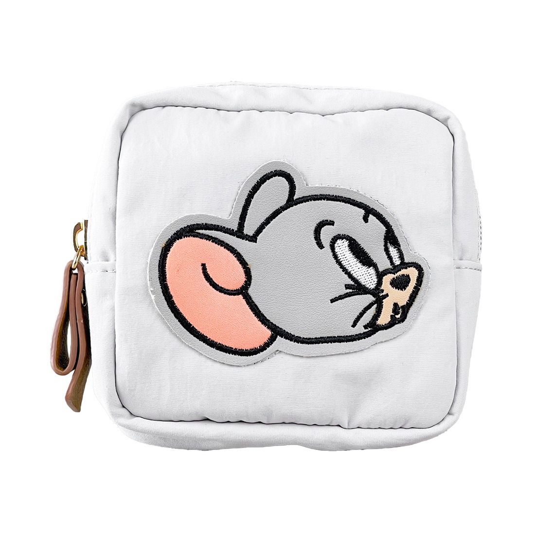 ポーチ トムとジェリー 小物入れ おしゃれ かわいい レディース メイク コスメ 化粧ポーチ 自立 小さめ コンパクト マチあり 持ち歩き 持ち運び 通勤 通学 スクエアポーチ ガジェット グレー ベージュ シンプル キャラクター タフィー トムジェリ グッズ 高校生 女の子 女性