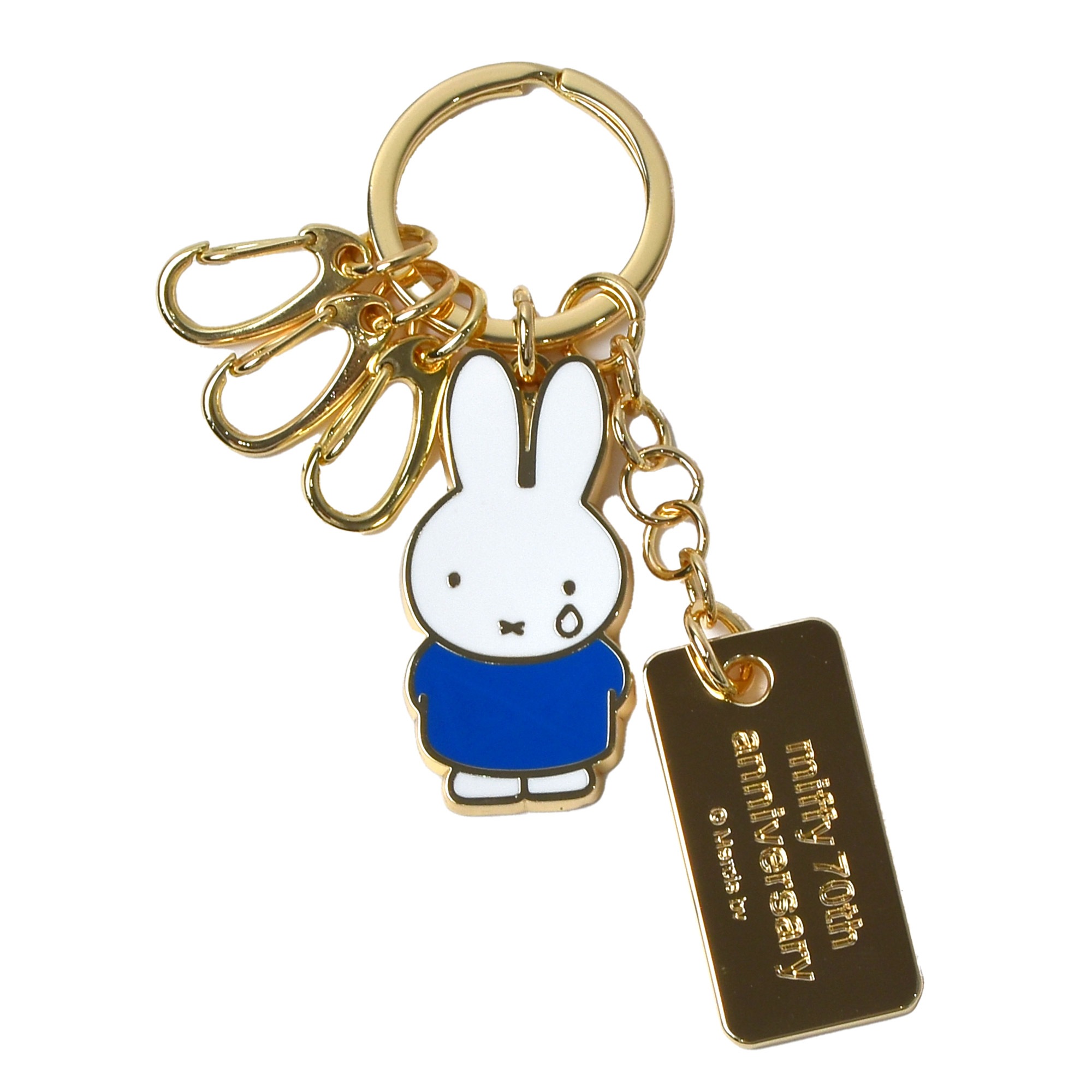 キーホルダー ミッフィー miffy 70周年 チャーム キーリング レディース 鍵 キャラクター 大人 プレゼント 子供 女性 女子 高校生 中学生 小学生 可愛い おしゃれ グッズ かわいい うさぎ シンプル キーチェーン 3連 カギ まとめる 通学 通勤 ゴールド ギフト ストラップ