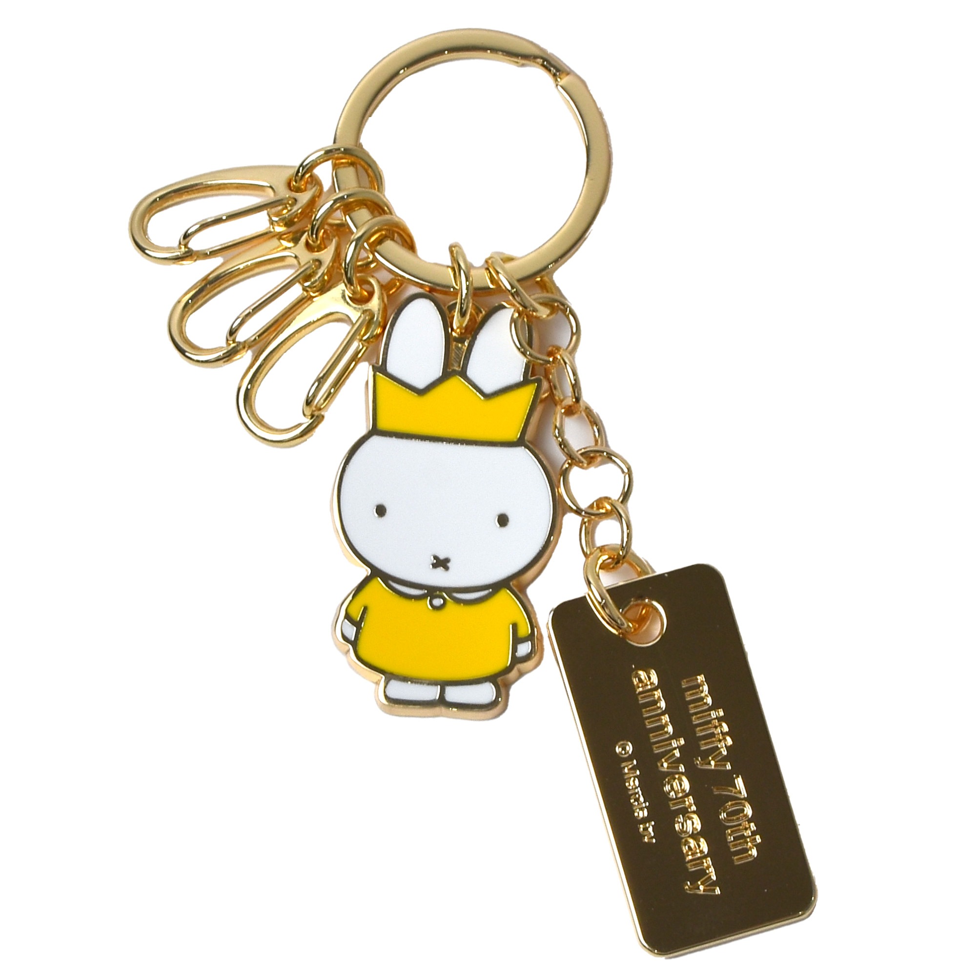 キーホルダー ミッフィー miffy 70周年 チャーム キーリング レディース 鍵 キャラクター 大人 プレゼント 子供 女性 女子 高校生 中学生 小学生 可愛い おしゃれ グッズ かわいい うさぎ シンプル キーチェーン 3連 カギ まとめる 通学 通勤 ゴールド ギフト ストラップ