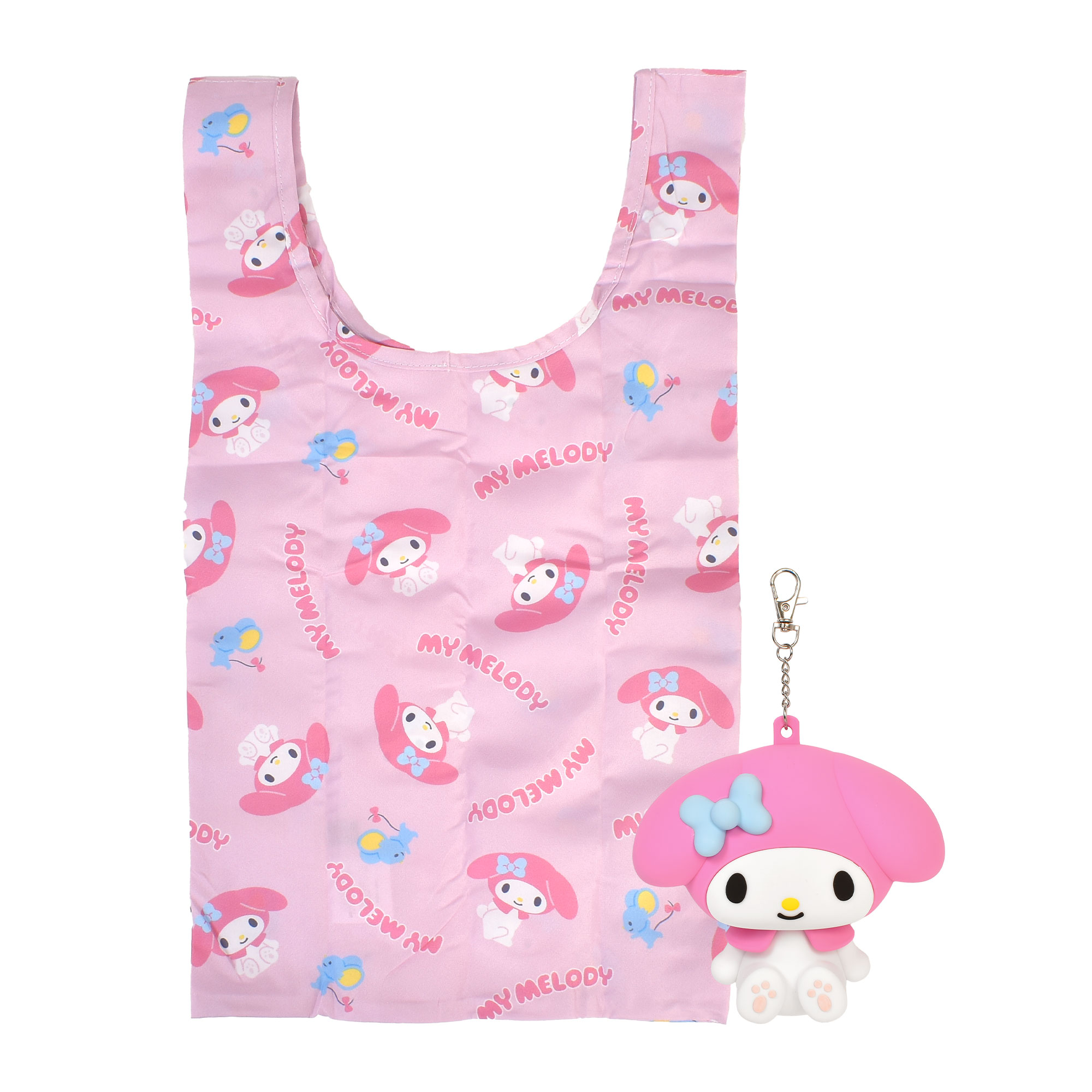 エコバッグ 折りたたみ サンリオ かわいい ポーチ付き 小物入れ 小さめ ハローキティ クロミ マイメロディ シナモロール シナモン ポムポムプリン コンビニ 買い物バッグ トートバッグ サブバッグ 軽量 コンパクト マチ付き ぬいぐるみ キーホルダー ナスカン付き プレゼント