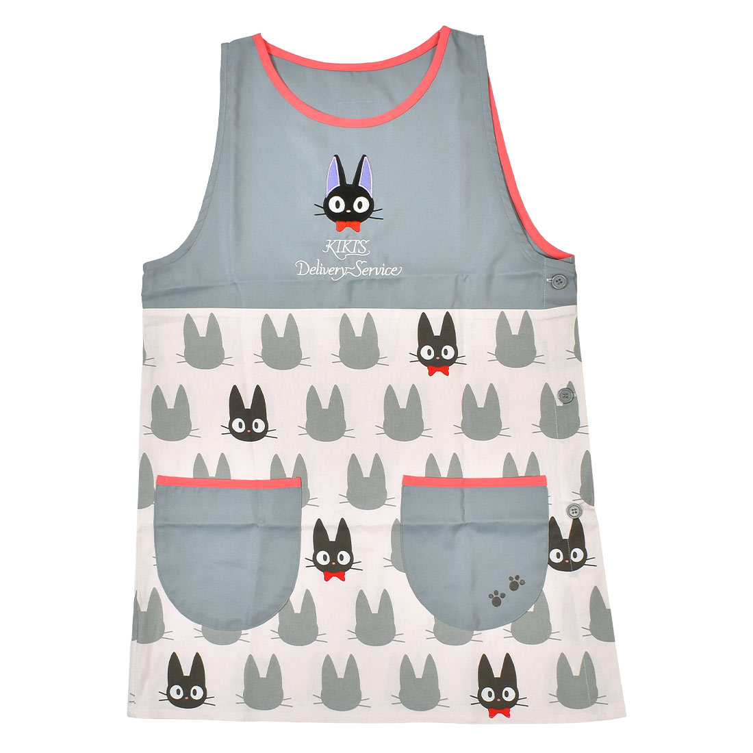 エプロン 保育士 かぶるだけ キャラクター 割烹着 大人 女性 ジブリ トトロ 魔女の宅急便 ジジ ミニオン トムとジェリー おさるのジョージ カービィ かっぽう着 袖なし 着脱簡単 ラン型 背付き ボタン ポケット フリーサイズ 大きい かわいい 保育園 幼稚園 先生 介護士 保母